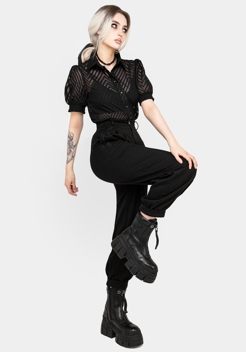 Dianne Embroidered Balloon Trousers - Black Product Image