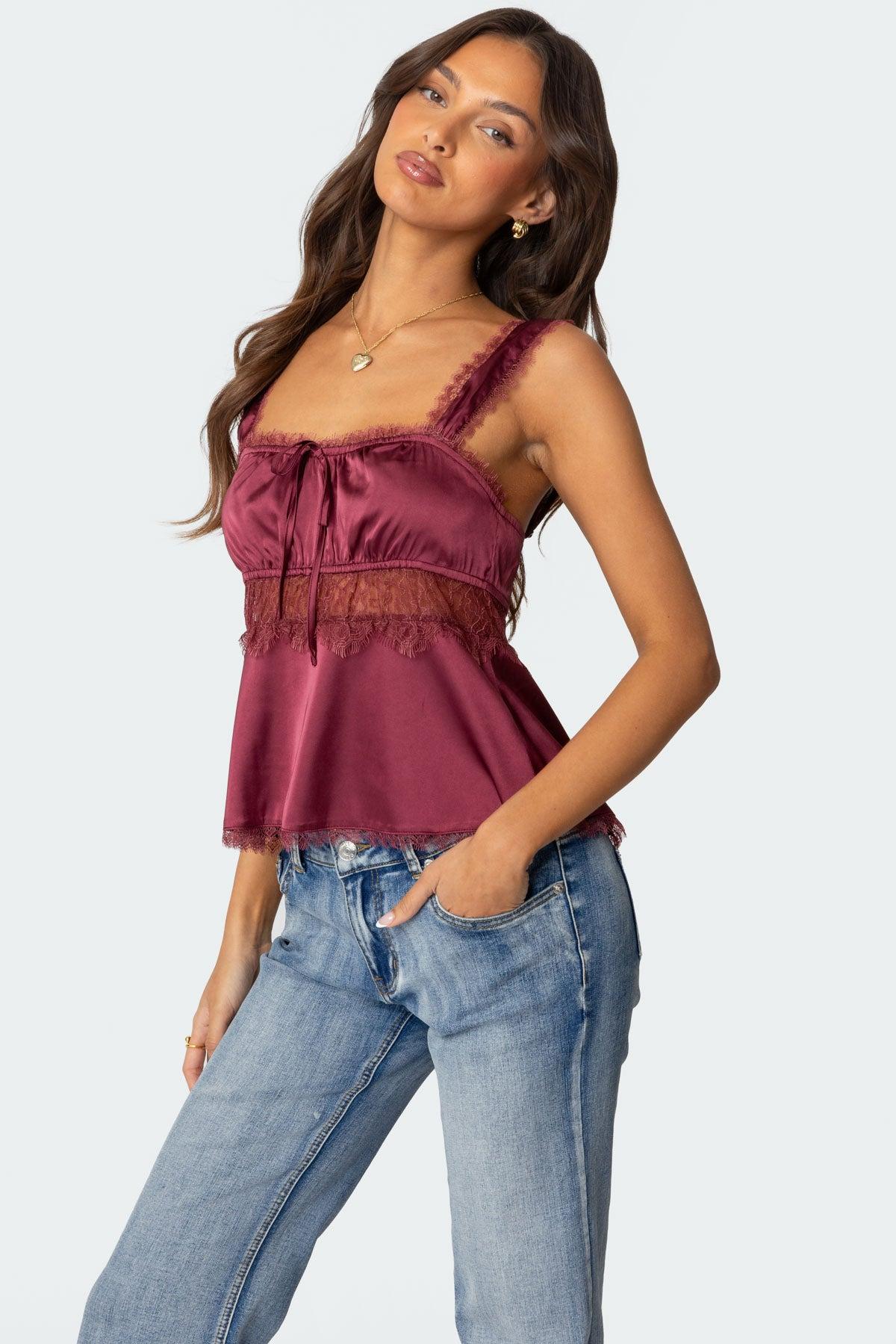 Loryn Lacey Satin Effect Top Product Image