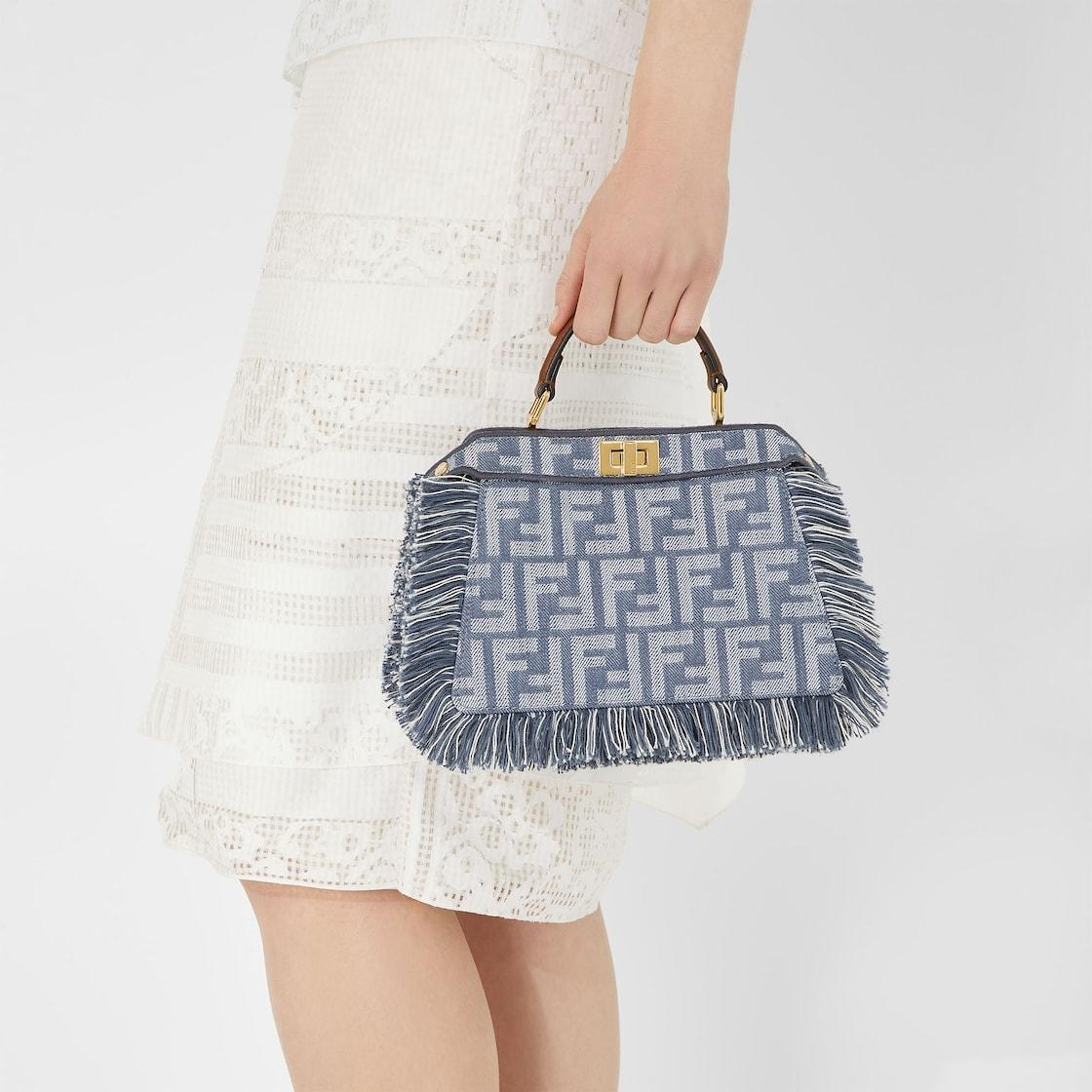 Peekaboo ISeeU PetiteBlue denim-effect FF jacquard bag Product Image