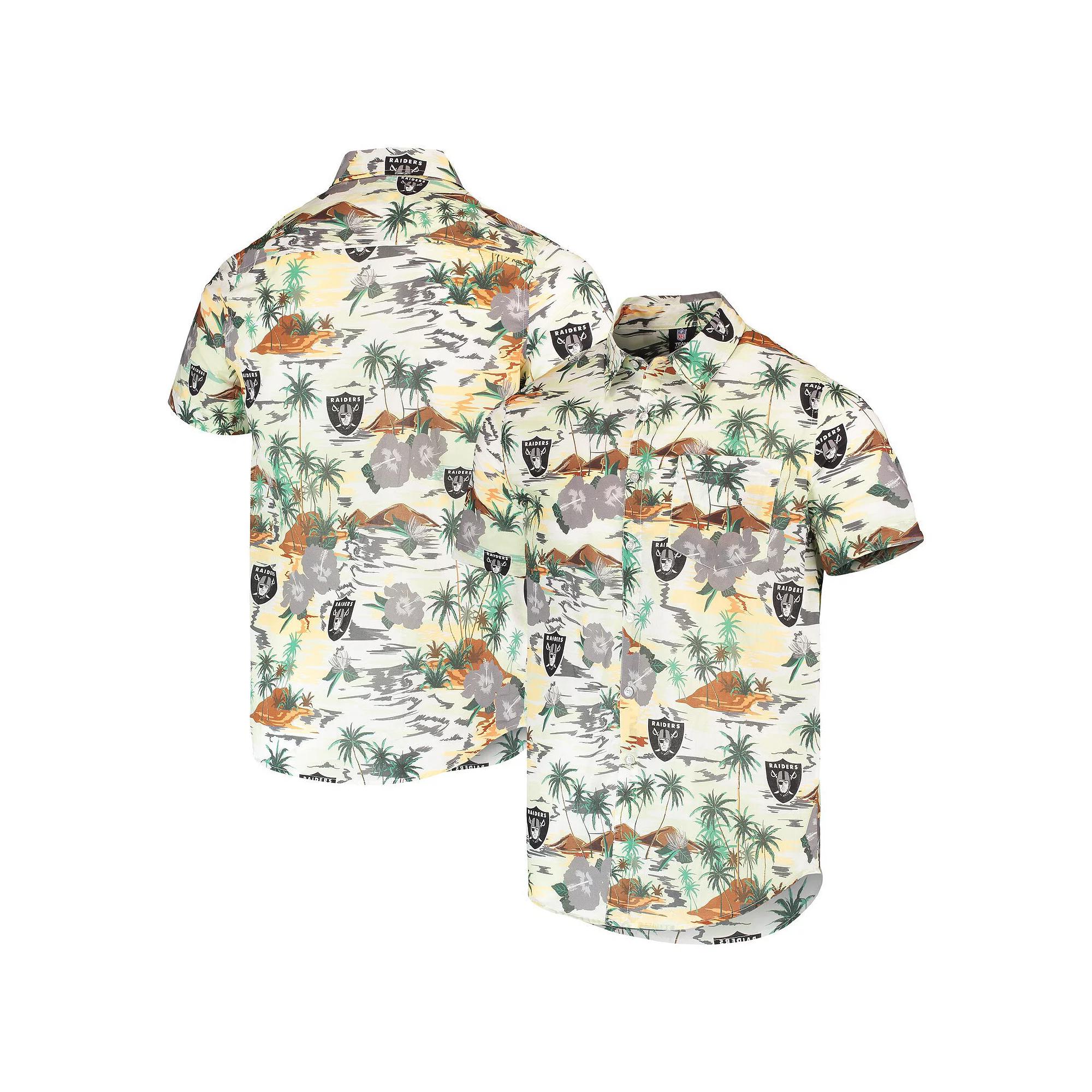 Men's FOCO Cream Las Vegas Raiders Paradise Floral Button-Up Shirt, Size: Small, Lvr Beige Product Image