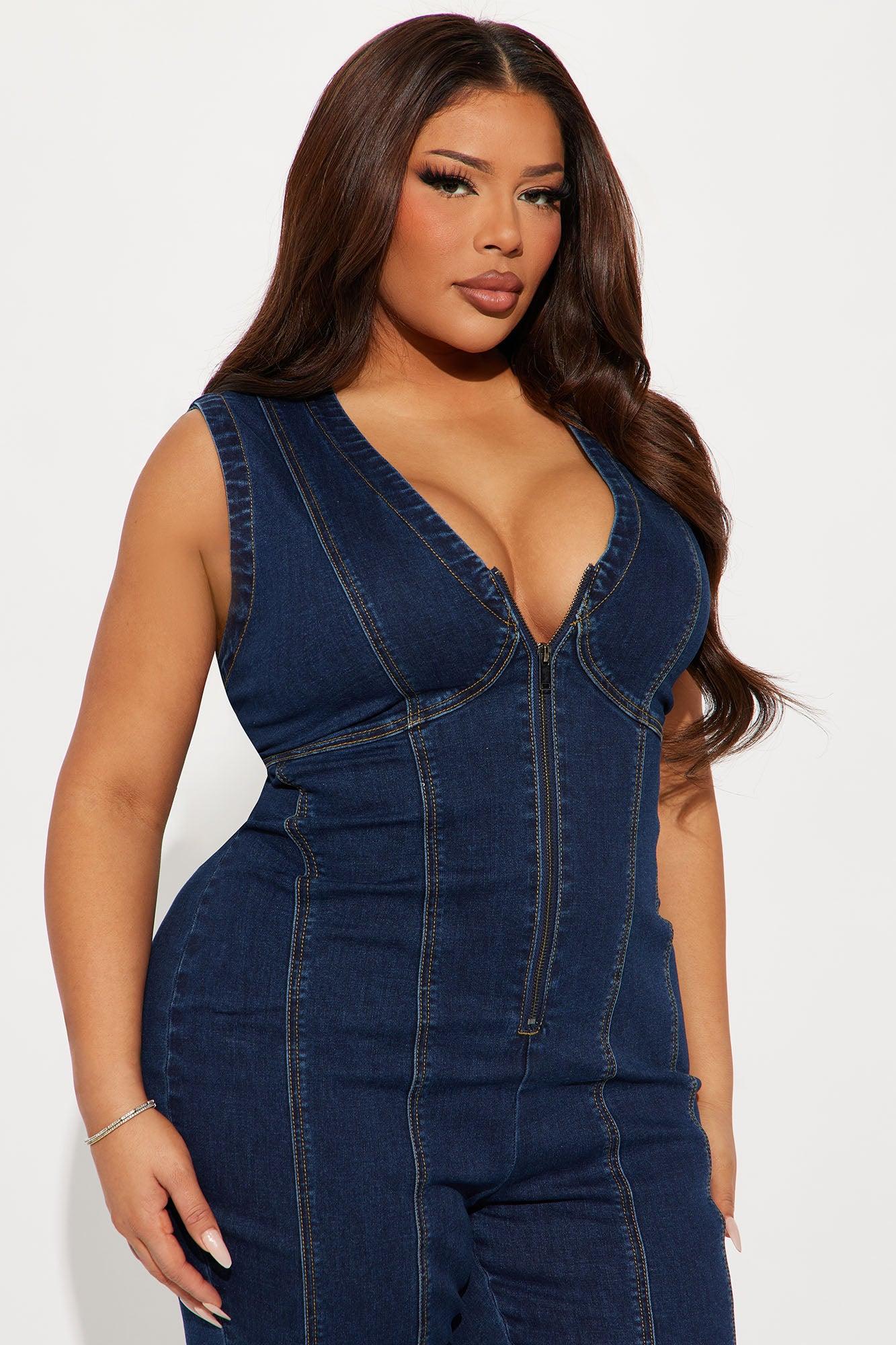 Nashville Nights Denim Jumpsuit - Dark Wash Product Image