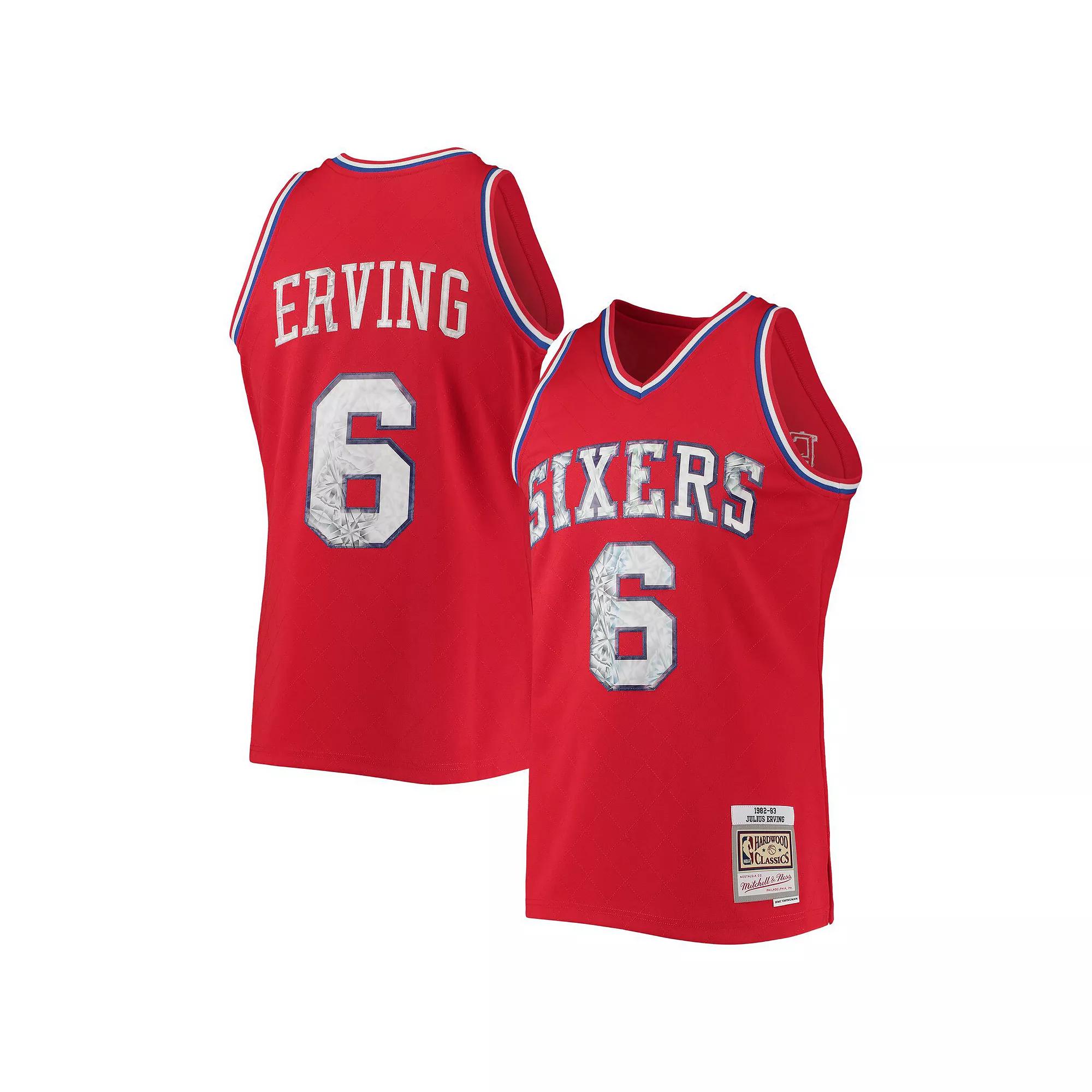 Men's Mitchell & Ness Julius Erving Red Philadelphia 76ers 1996-97 Hardwood Classics NBA 75th Anniversary Diamond Swingman Jersey, Size: Medium, 76r Red Product Image