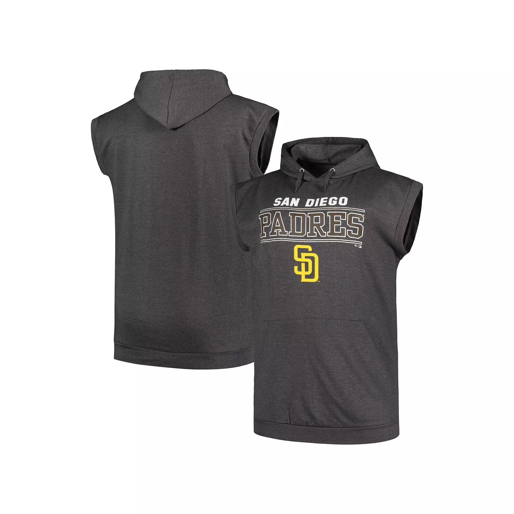 Men's Profile Heather Charcoal San Diego Padres Big & Tall Muscle Sleeveless Pullover Hoodie,  Product Image
