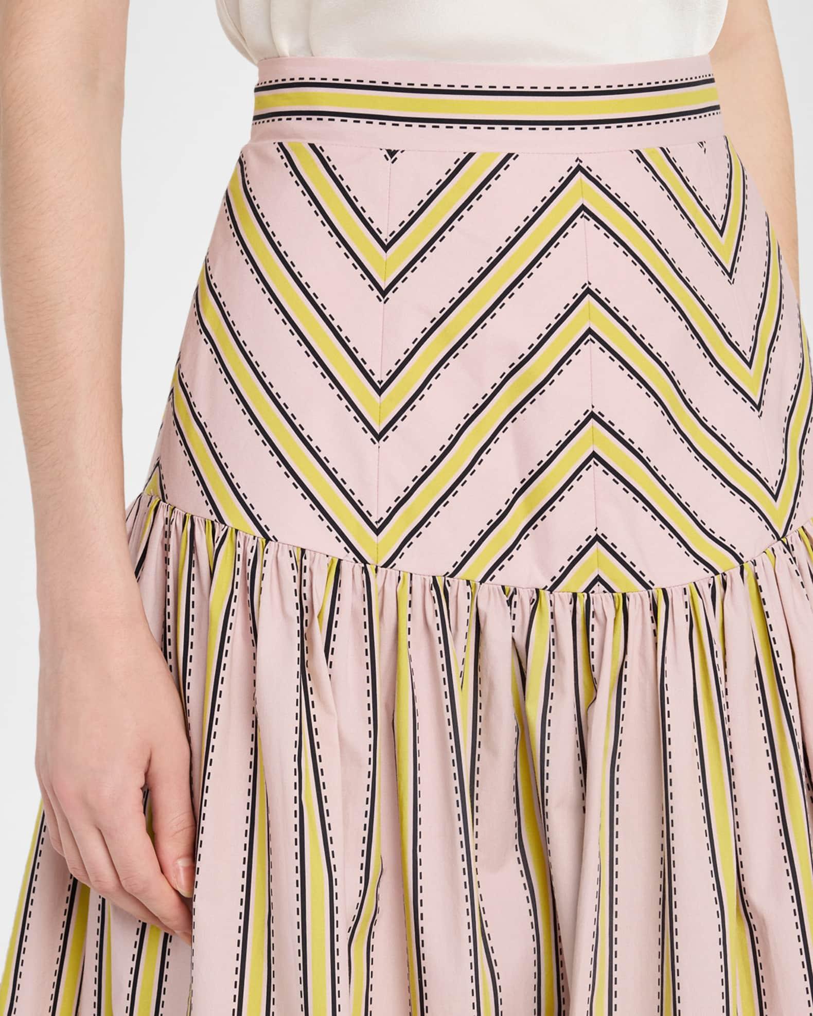 Kristina Striped Drop-Waist Midi Skirt Product Image