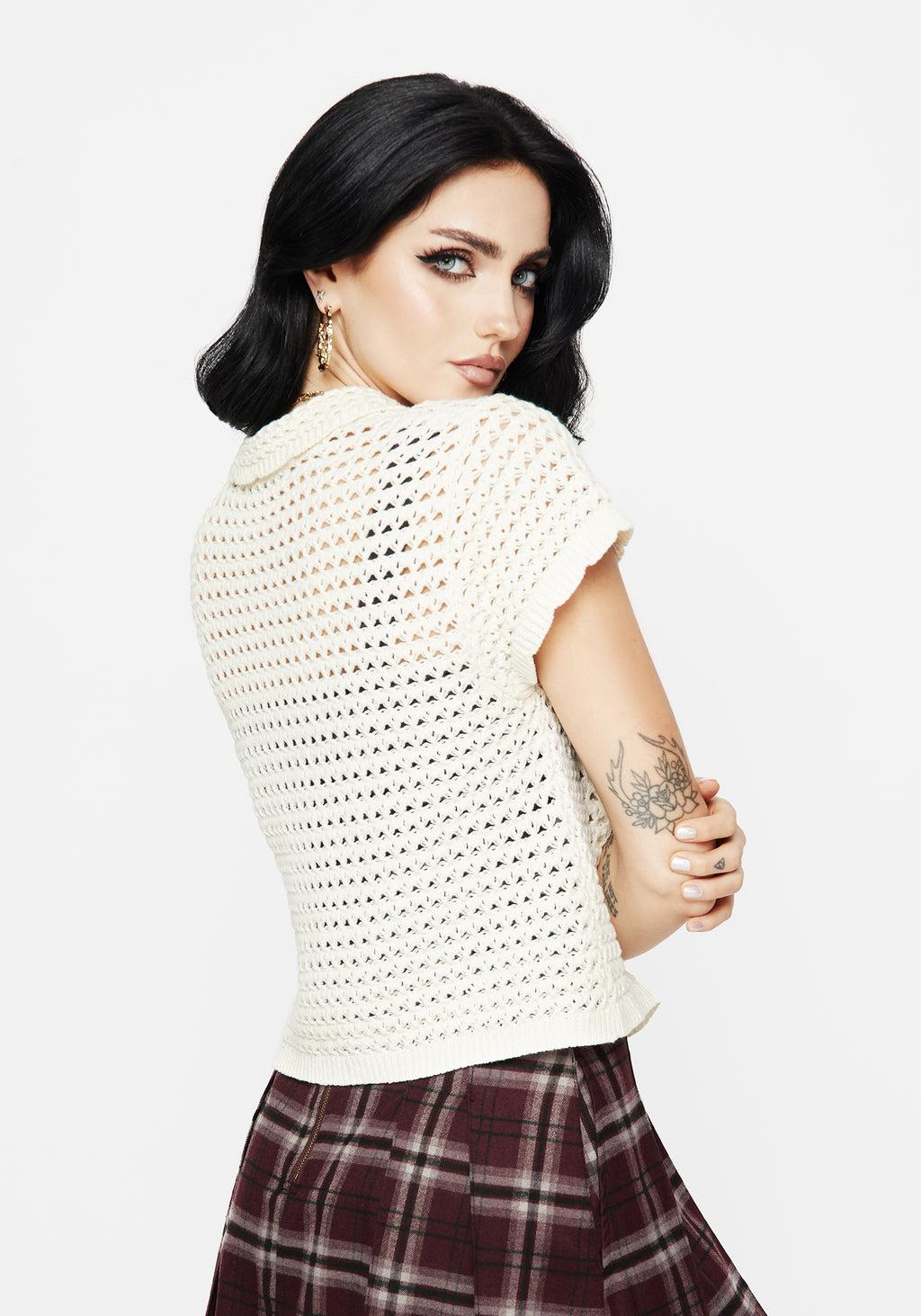 Drifter Pointelle Knit Button Up Top Product Image