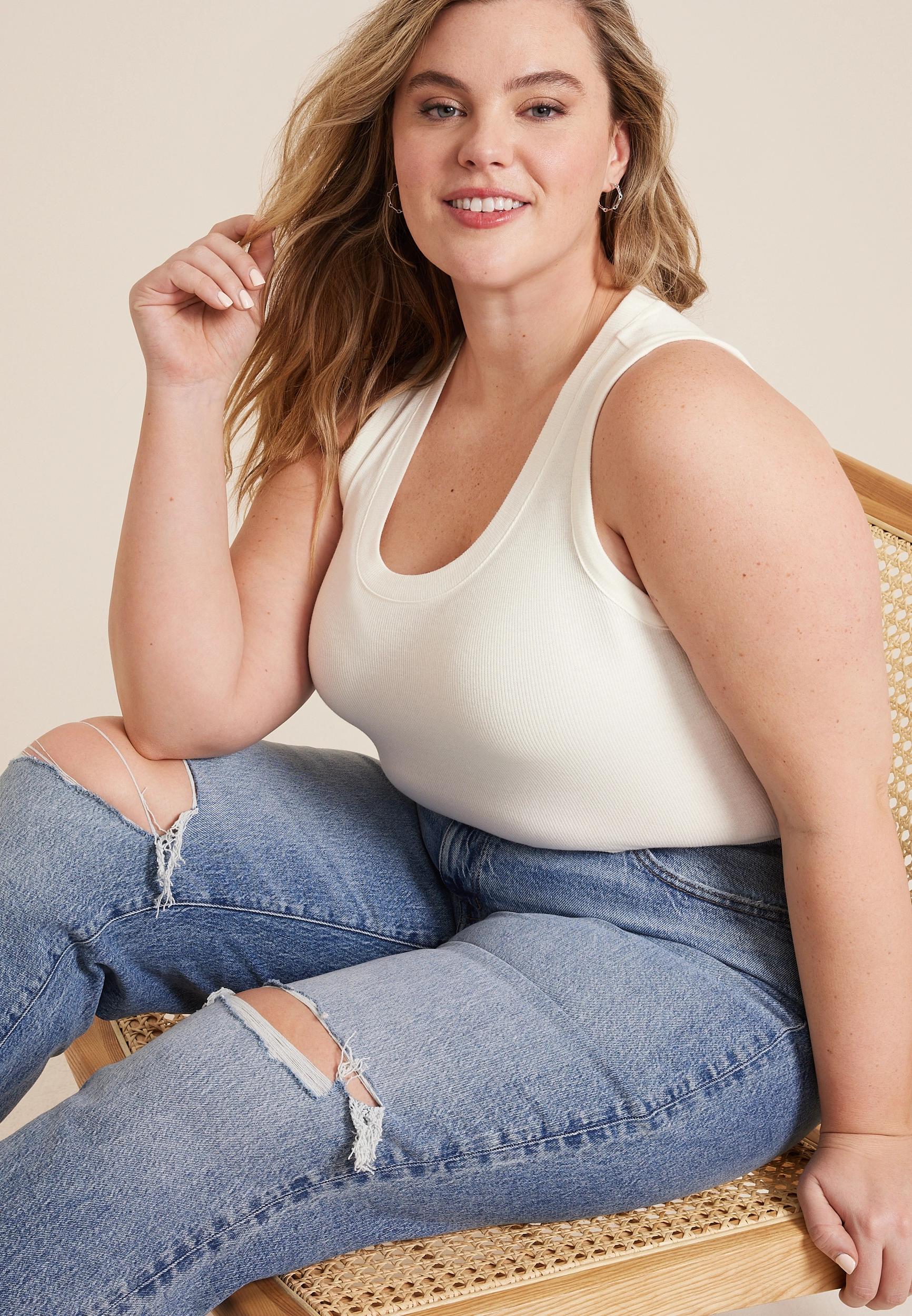 Maurices 2X Plus Size Womens 24/7 U Line Tank Top Pink Product Image