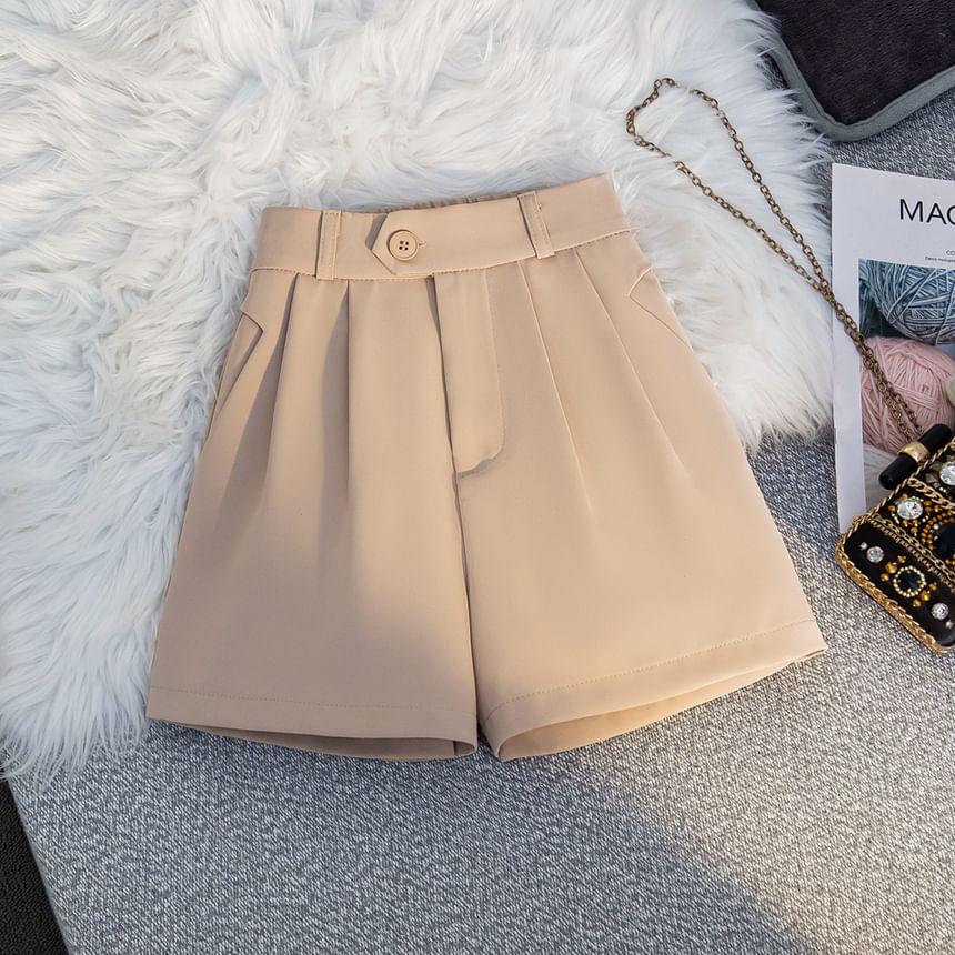 High Waist Plain Dress Shorts Product Image