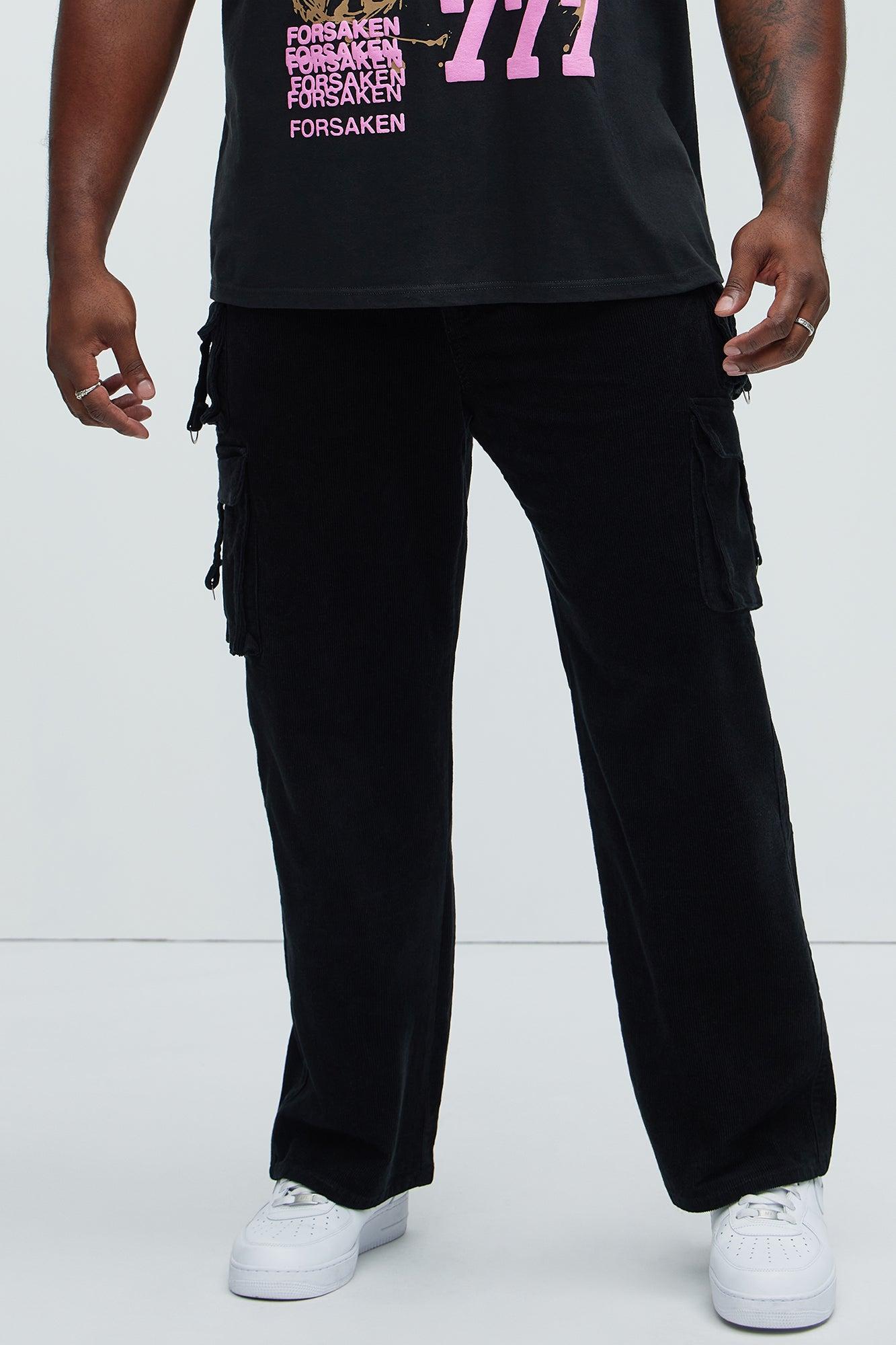With Me Straight Corduroy Cargo Pants - Black Product Image