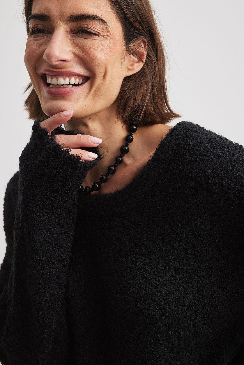 Scoop Neck Knitted Sweater Product Image