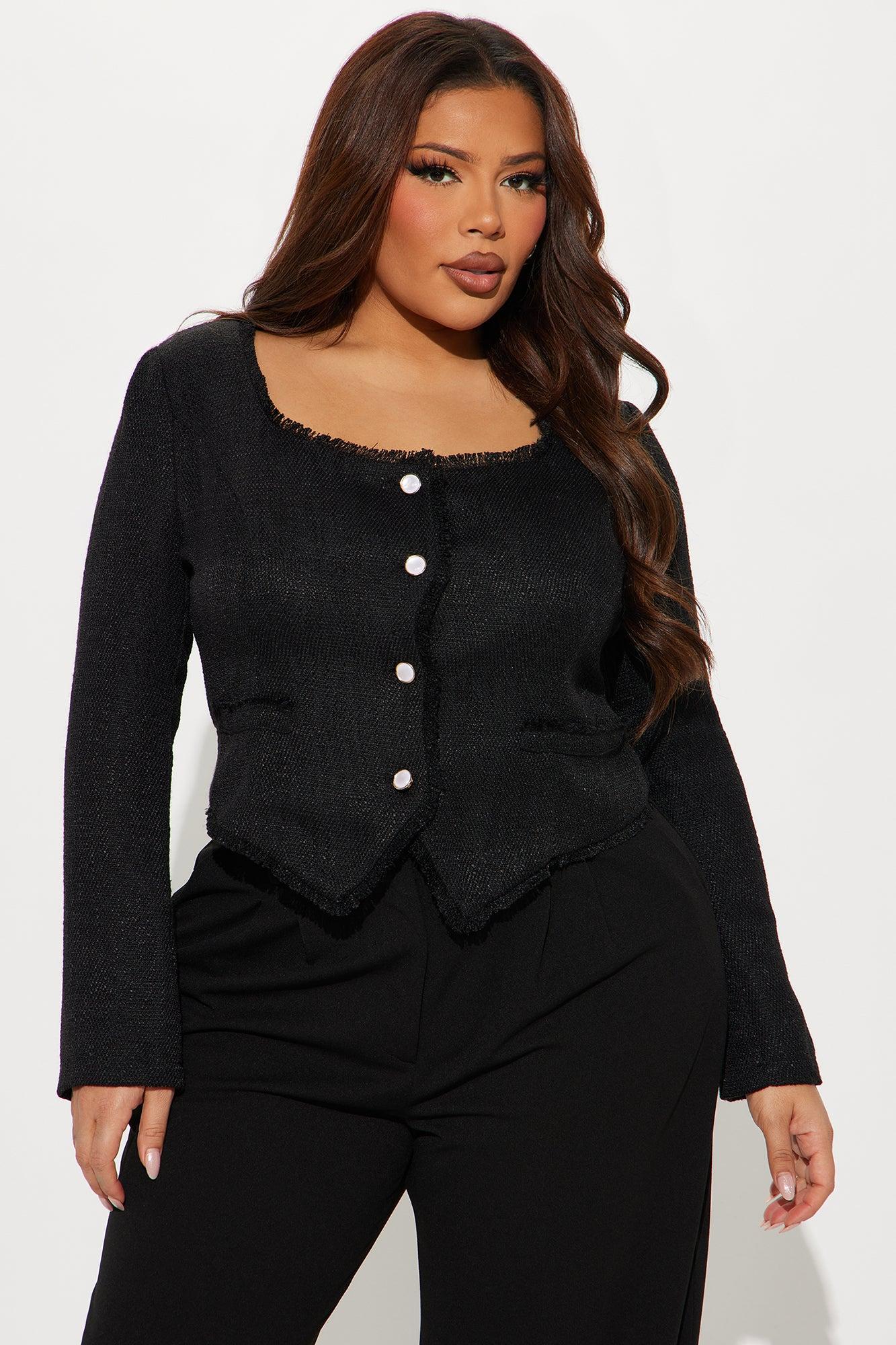 All About Elegance Tweed Top - Black Product Image