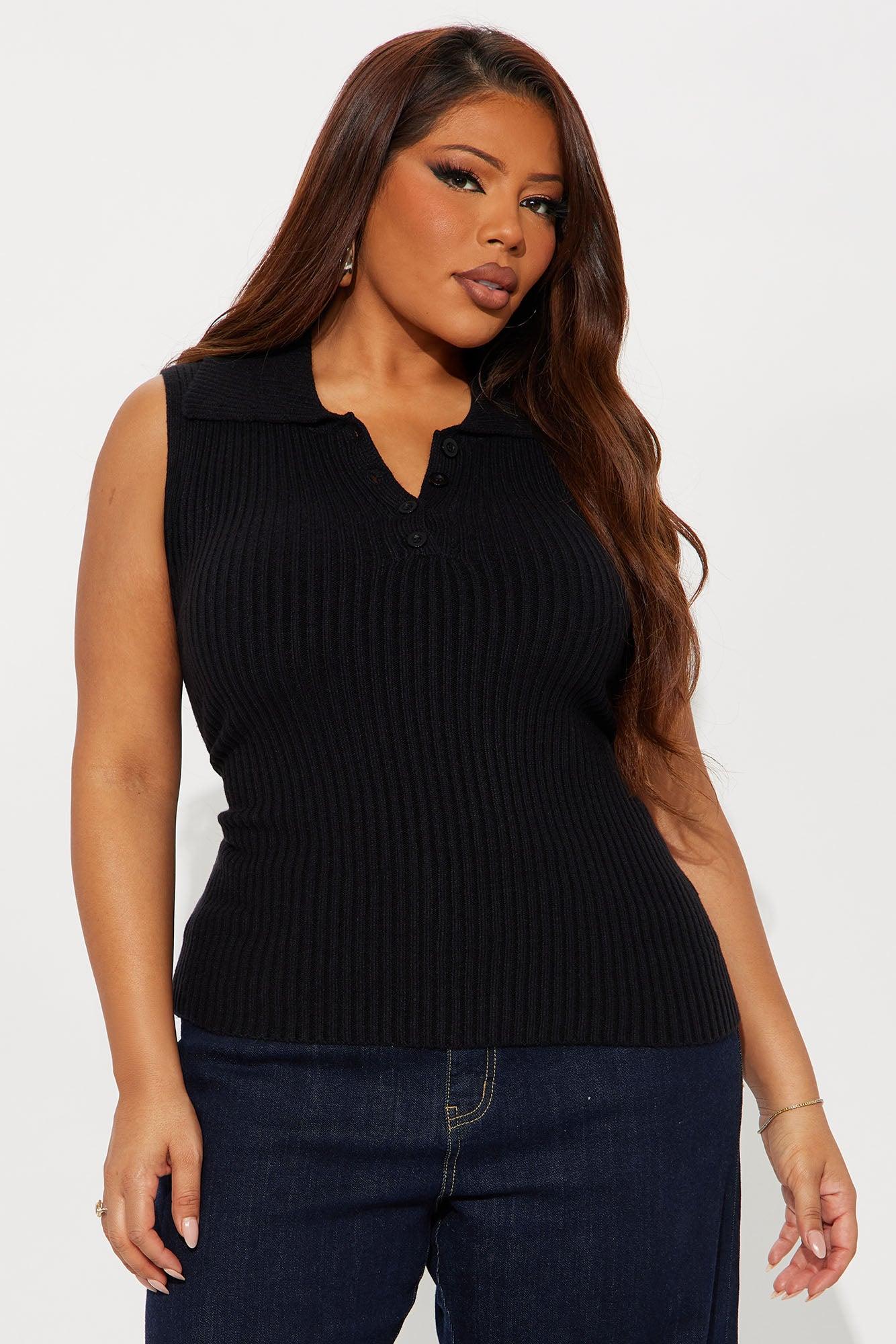 Autumn Season Seamless Polo Sweater - Black Female Product Image