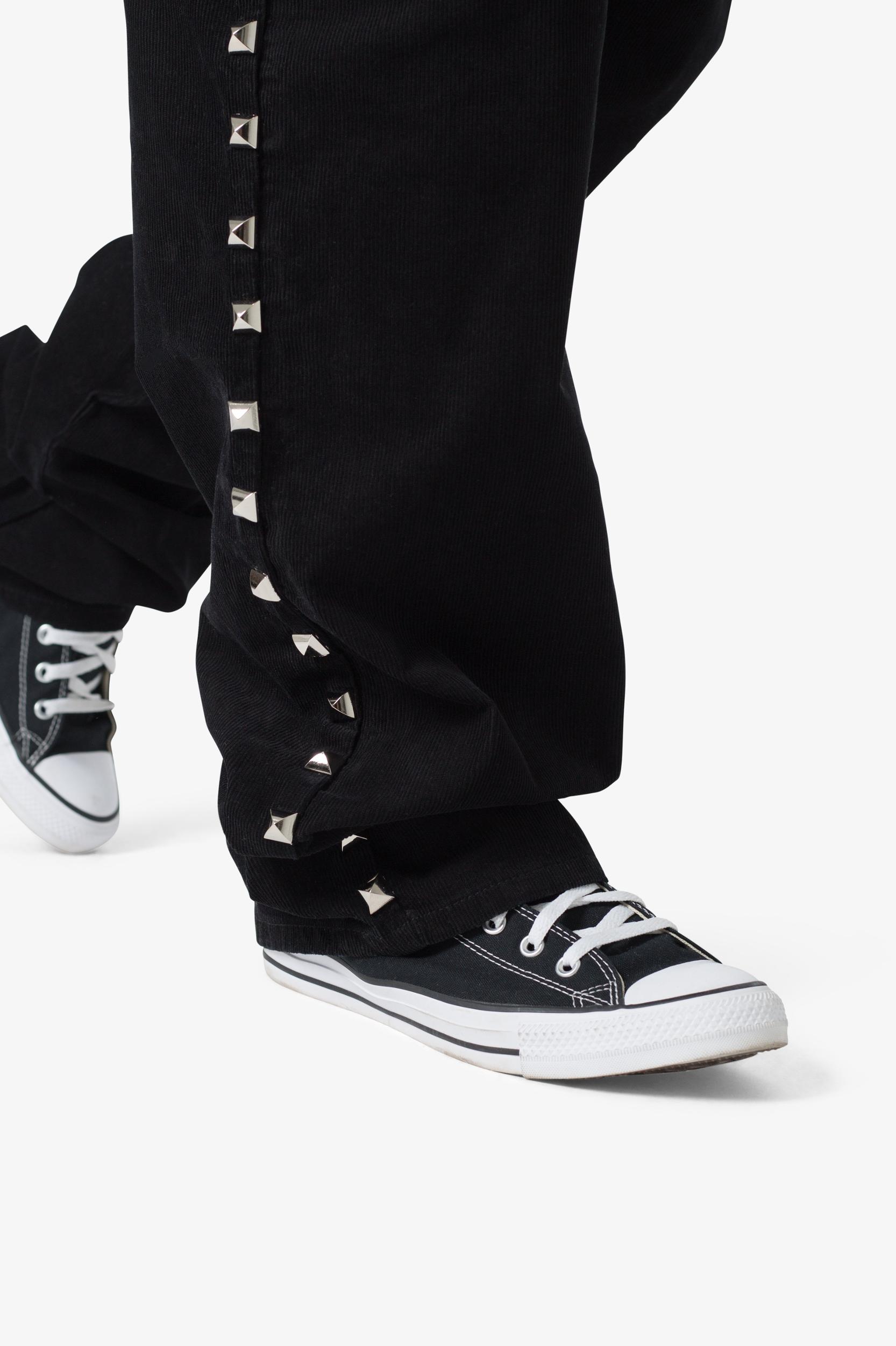 Ultra Baggy Studded Corduroy Pants - Black Product Image