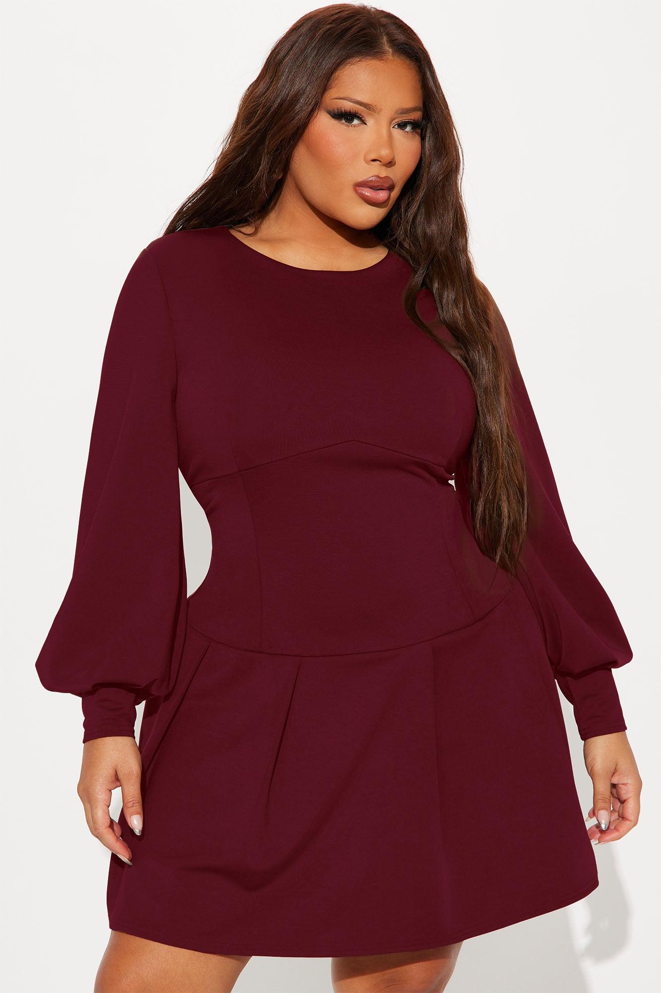 Kiana Pleated Mini Dress - Wine Product Image