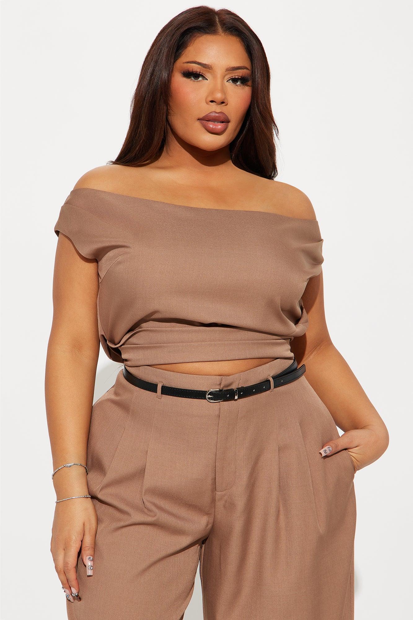 Carmela Off Shoulder Pant Set - Mocha Product Image