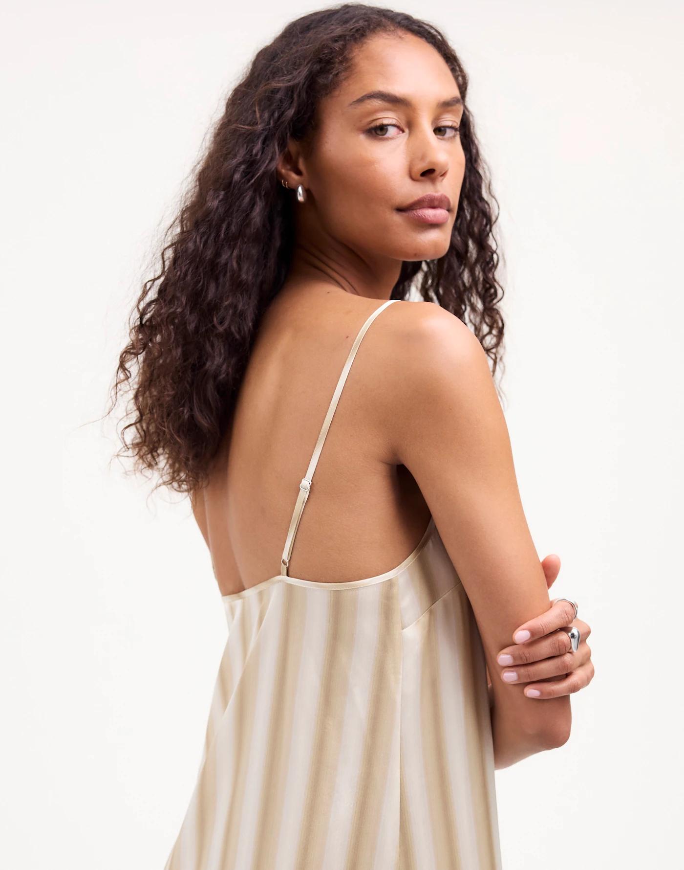 Midi Slip Dress in Stripe Silk Product Image