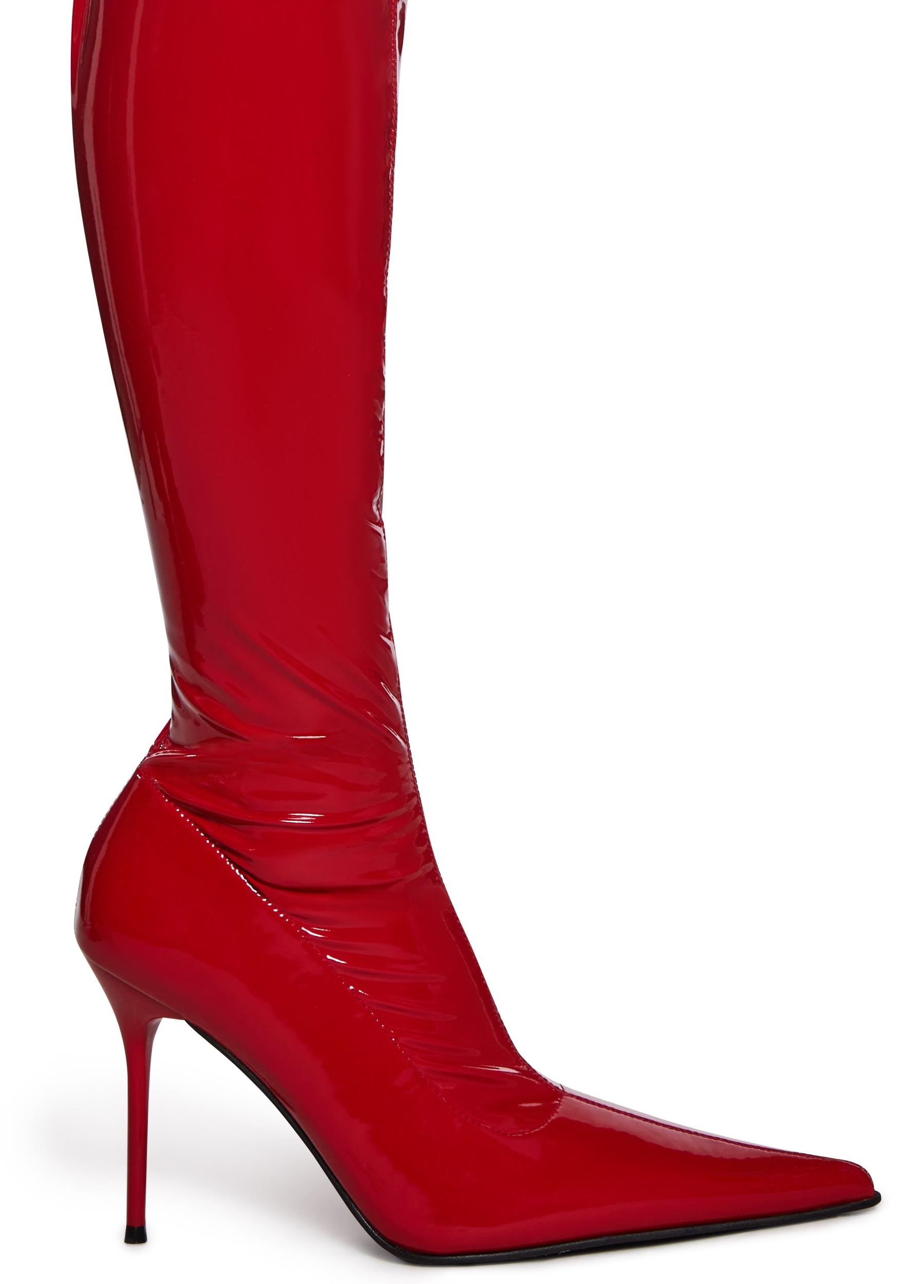 Thigh High Stretch Boots - Red Product Image