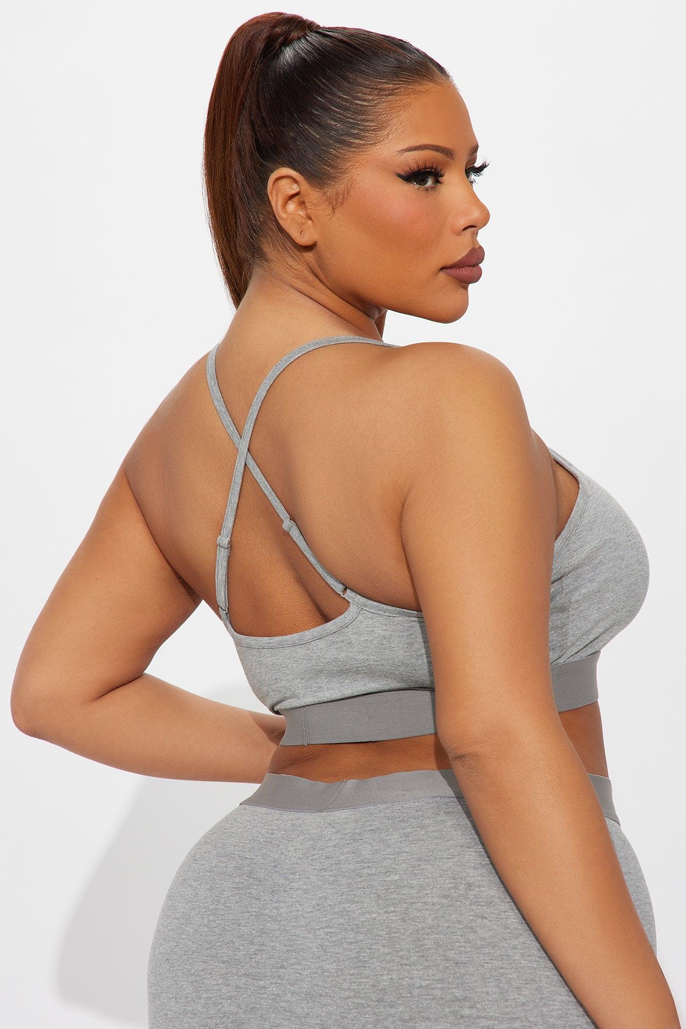 FN Mood Scoop Cami Cotton Bra - Heather Grey Female Product Image