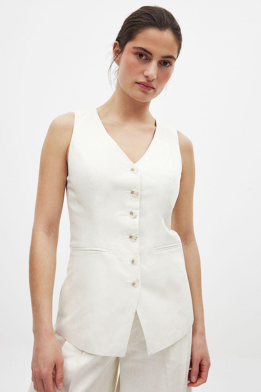 Linen Blend V Neck Vest Product Image