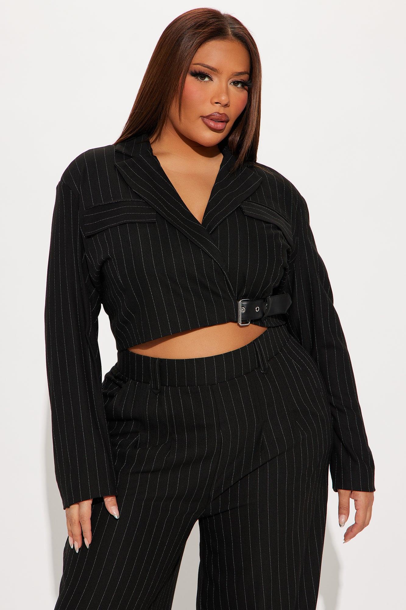 Breakeven Pinstripe Blazer - Black Product Image