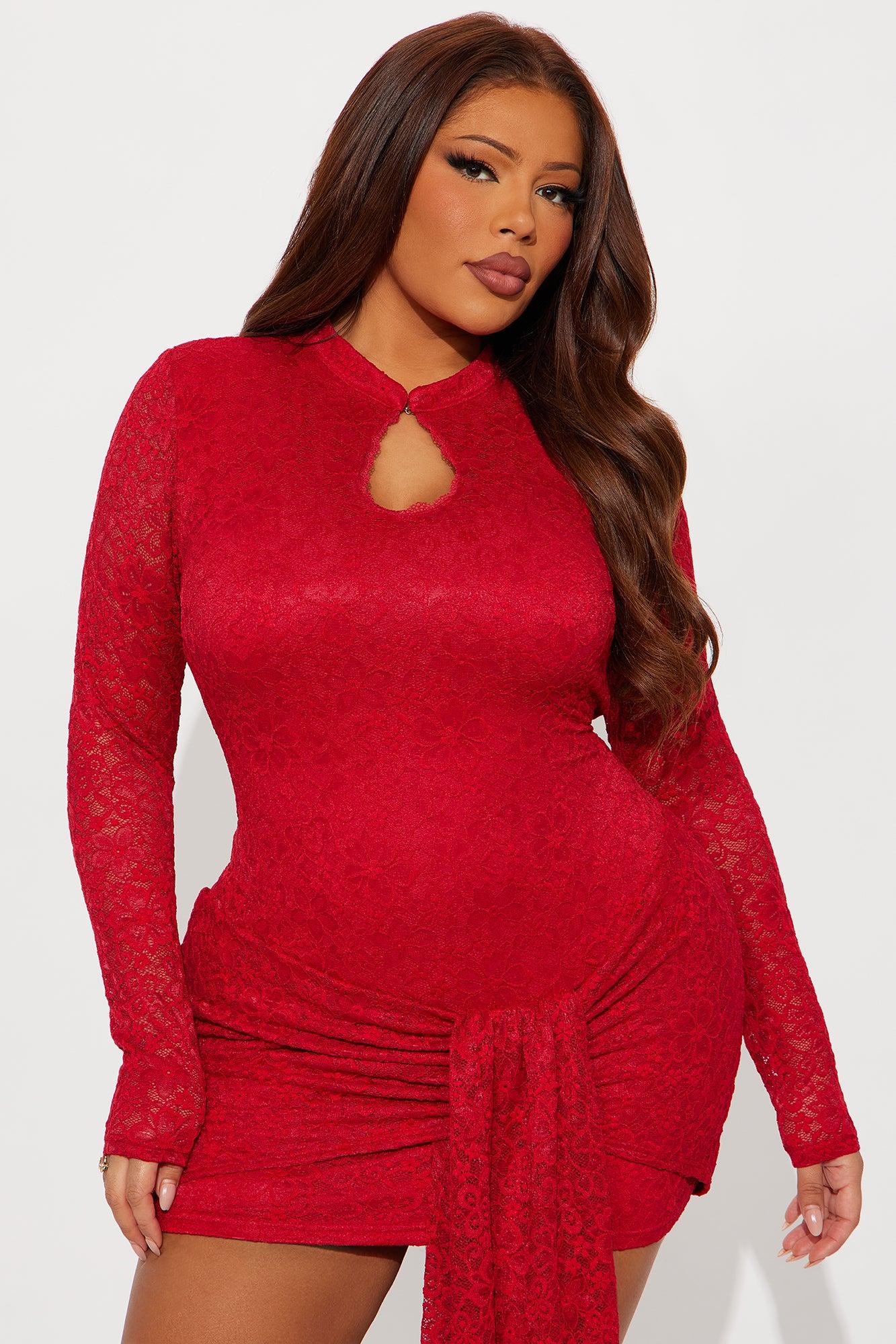 Sasha Lace Mini Dress - Red Female Product Image