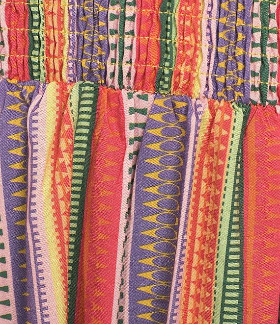 Calessa Stripe Round Split Neck Short Sleeve Dress Product Image