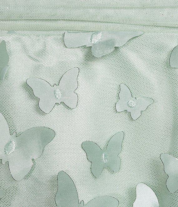 Dear Moon Strapless Glitter Mesh 3D Butterfly Applique Lace Up Back Dress Product Image