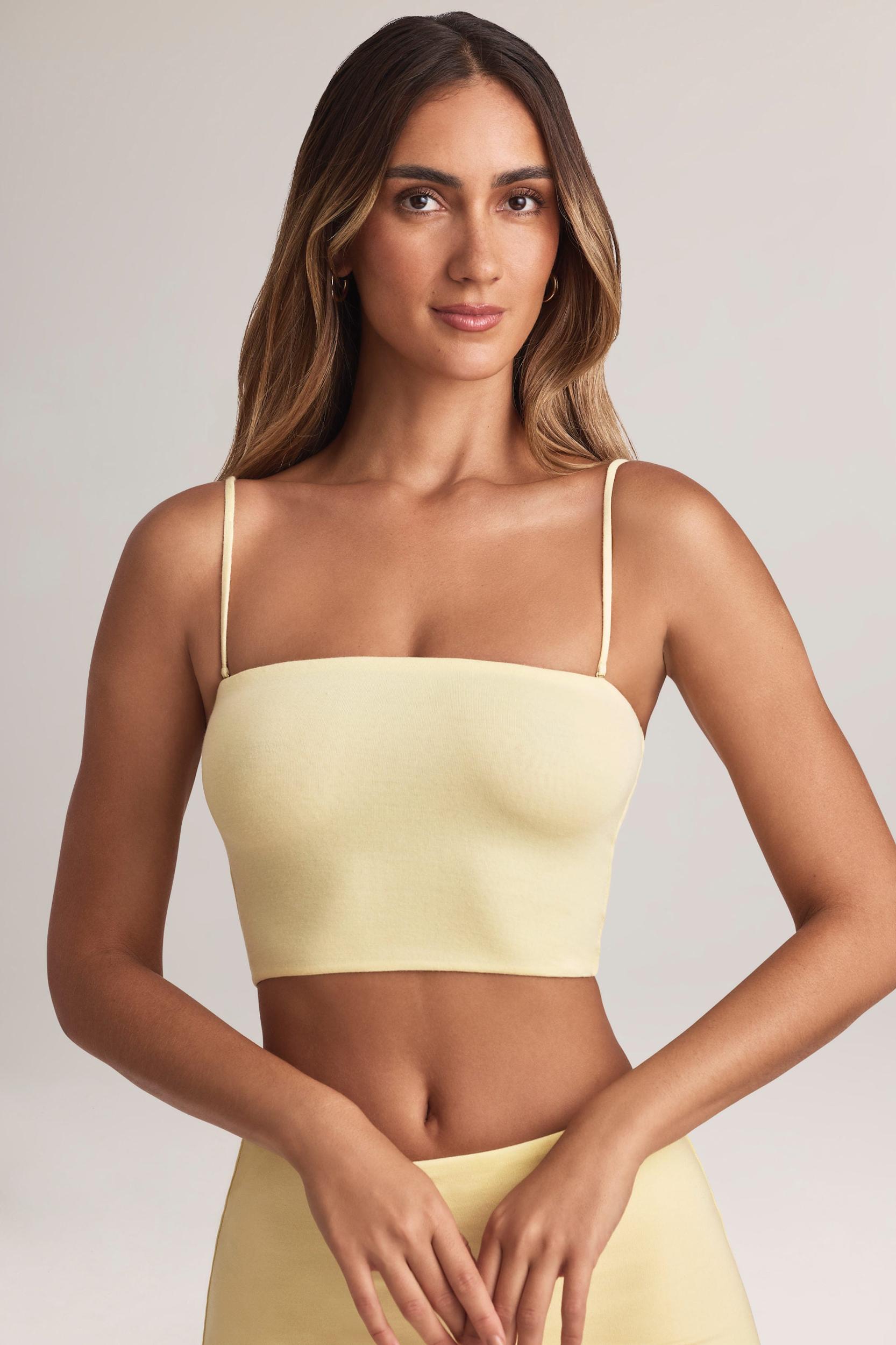 Modal Strapless Crop Top in Lemon Sherbet Product Image