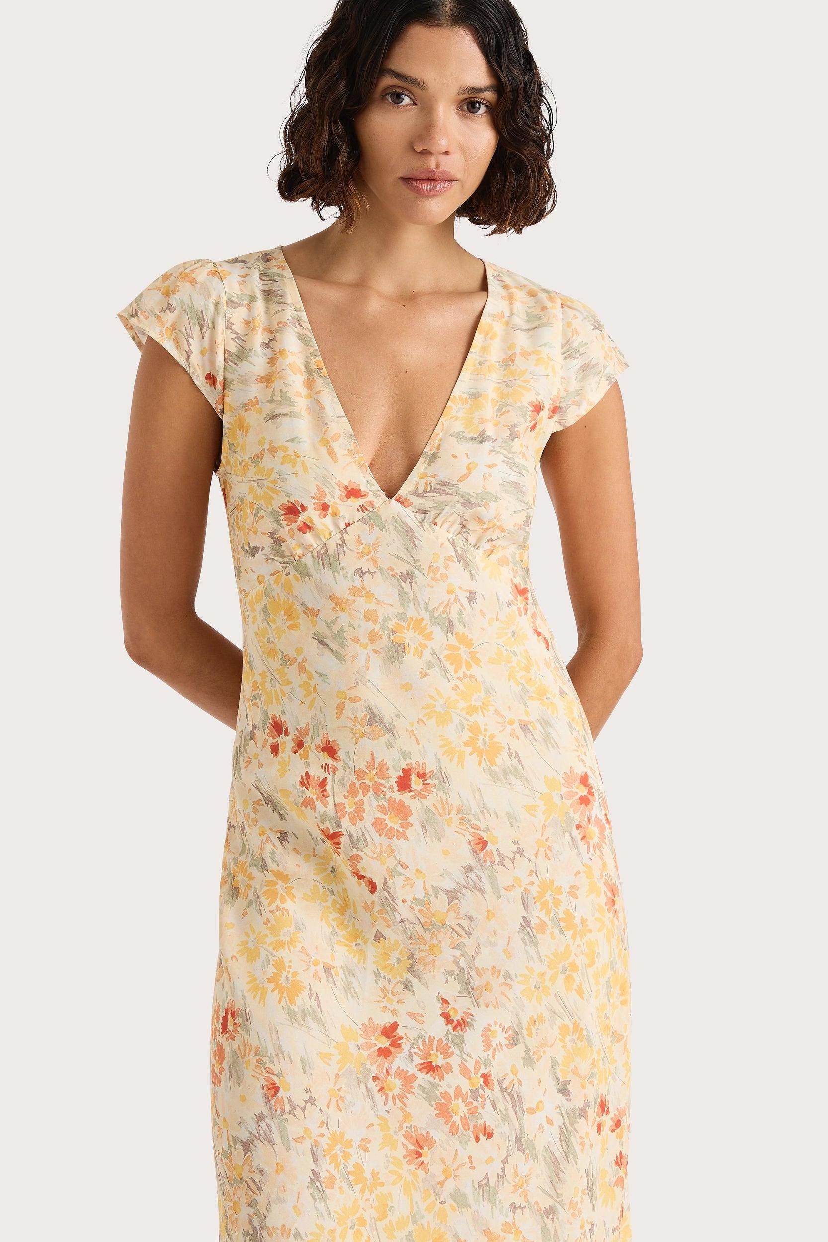 Yvonne Midi Dress Adeline Floral Yellow - Final Sale Product Image