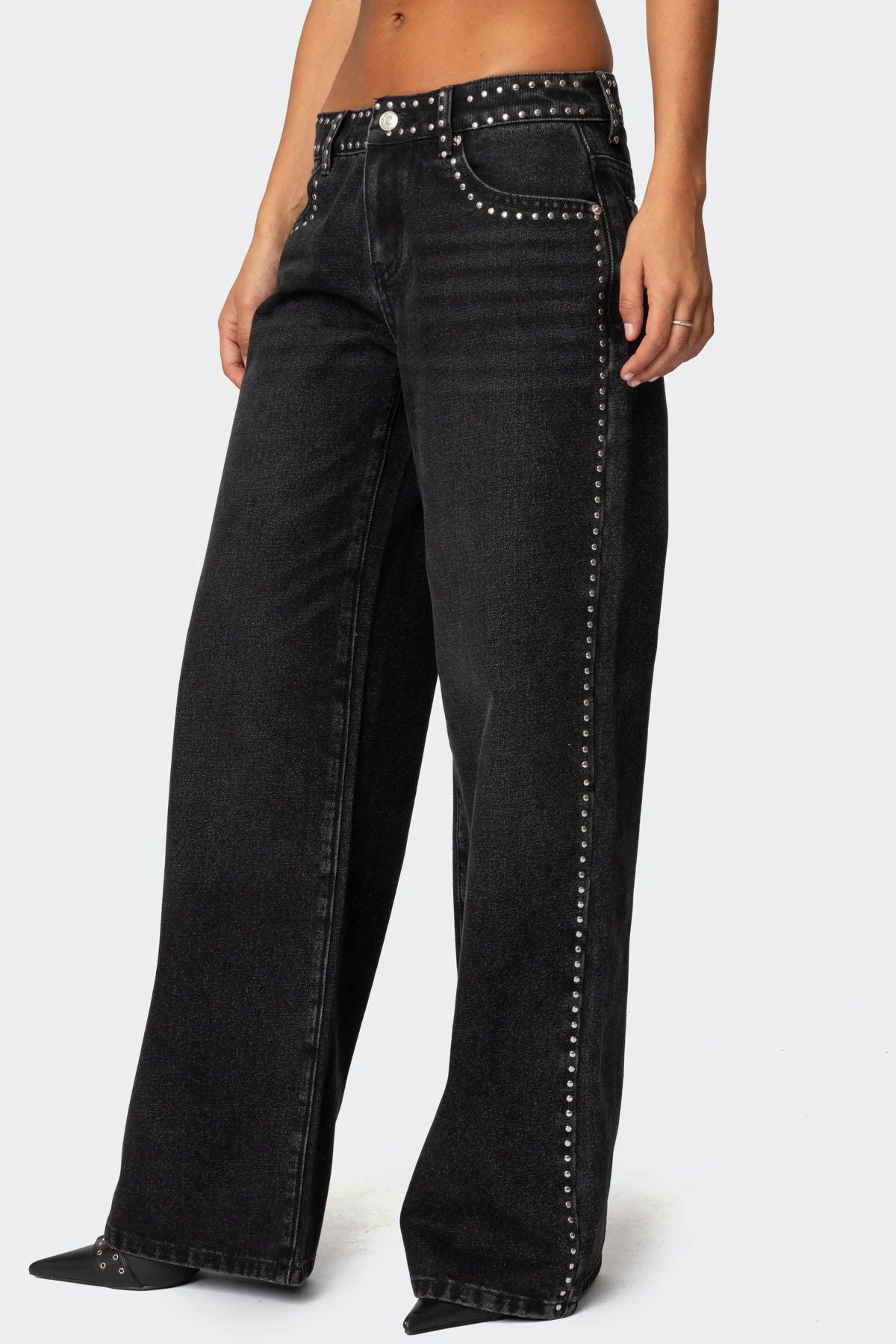 Quincy Studded Low Rise Baggy Jeans Product Image