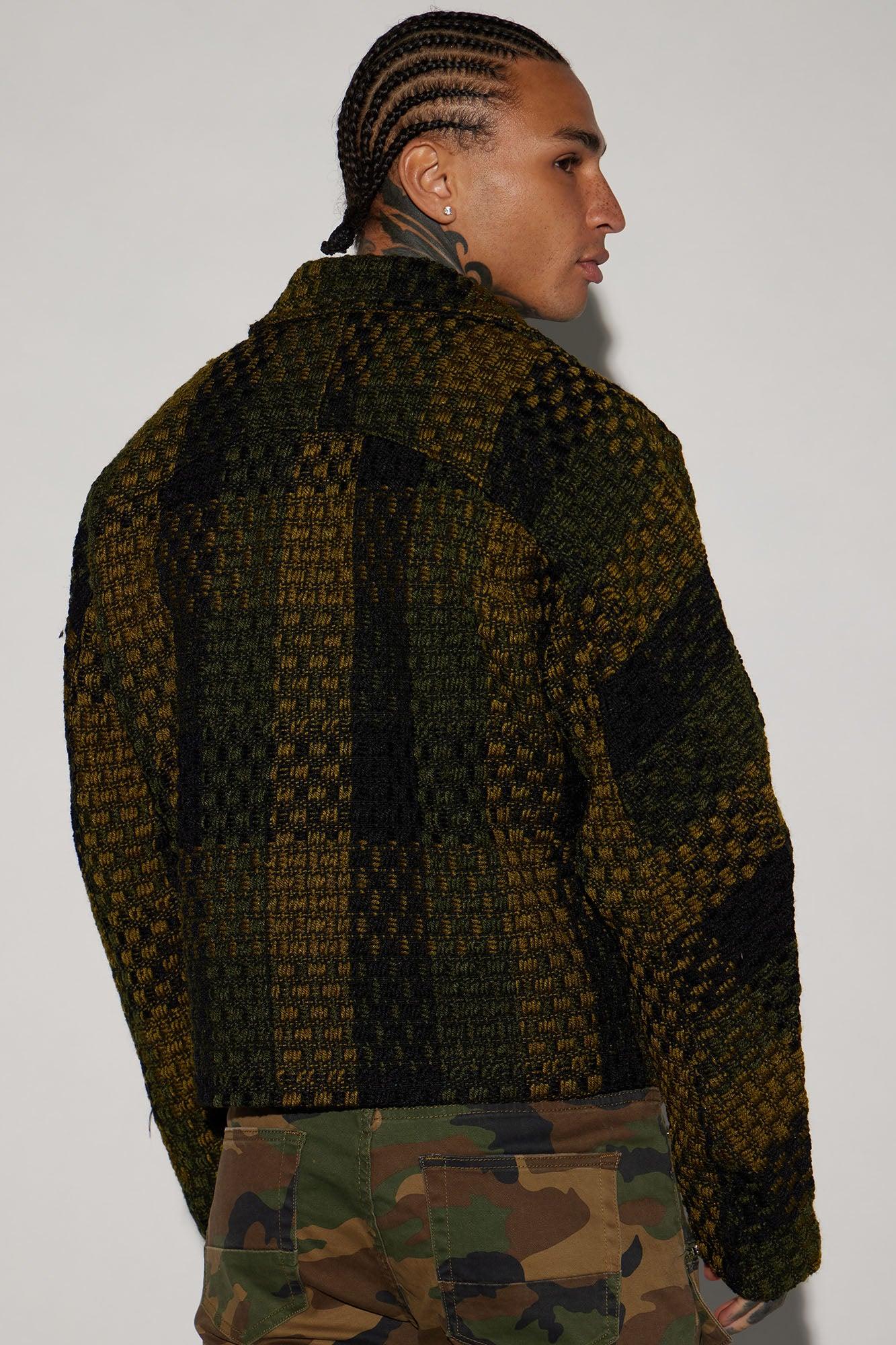 Beverly Tweed Cropped Chore Jacket - Green/combo Product Image