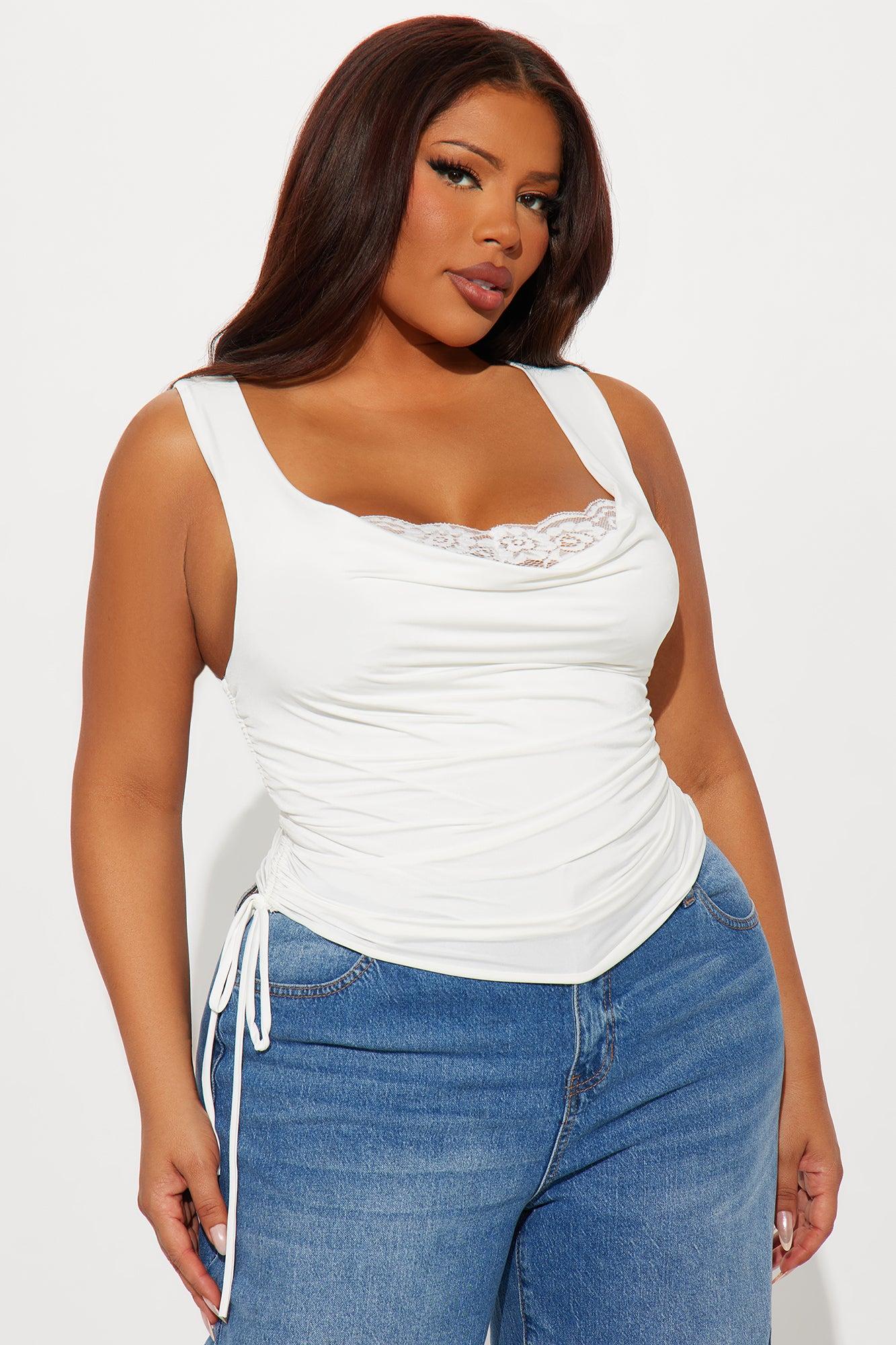 Lillian Cowl Neck Lace Top - Ivory Product Image