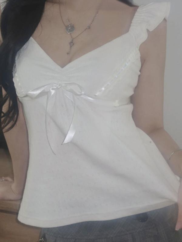 Bow Tie Sleeves Tank Top Product Image