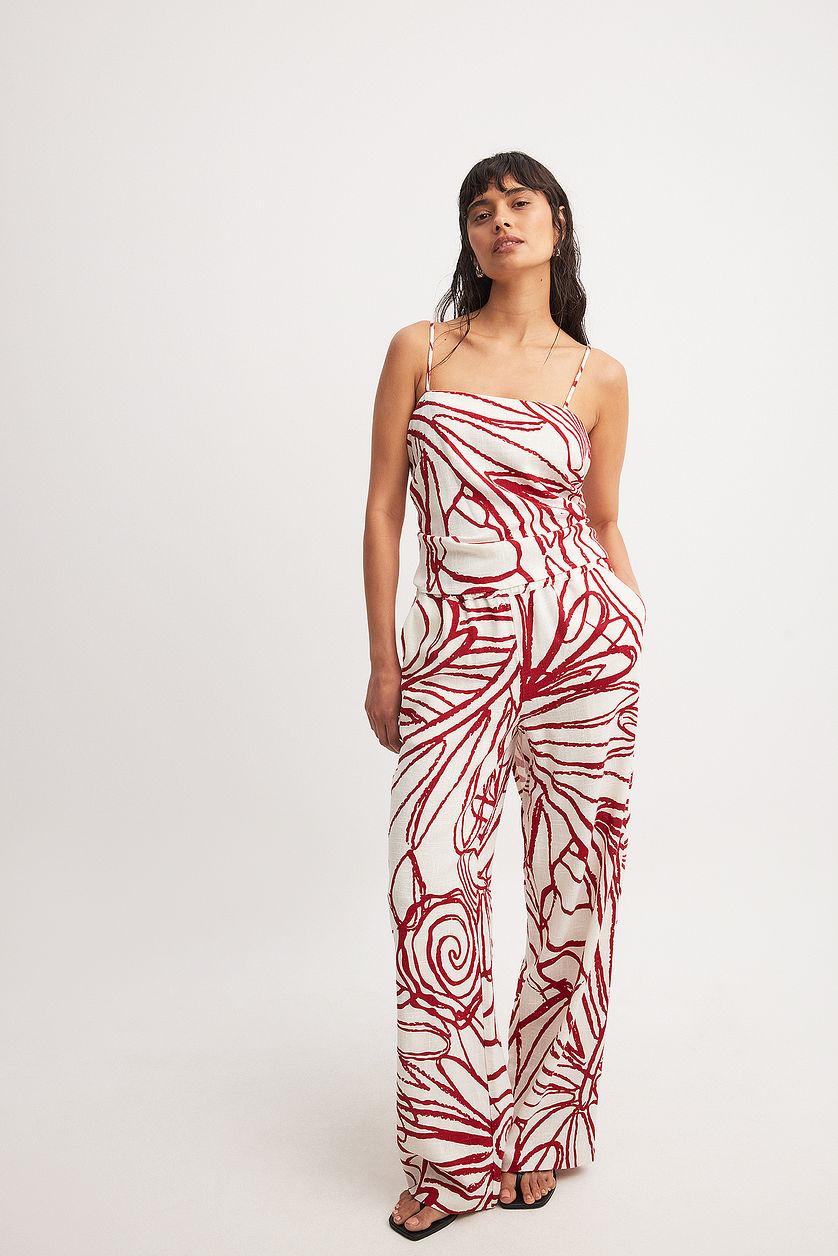 Open Back Linen Blend Strap Top Product Image