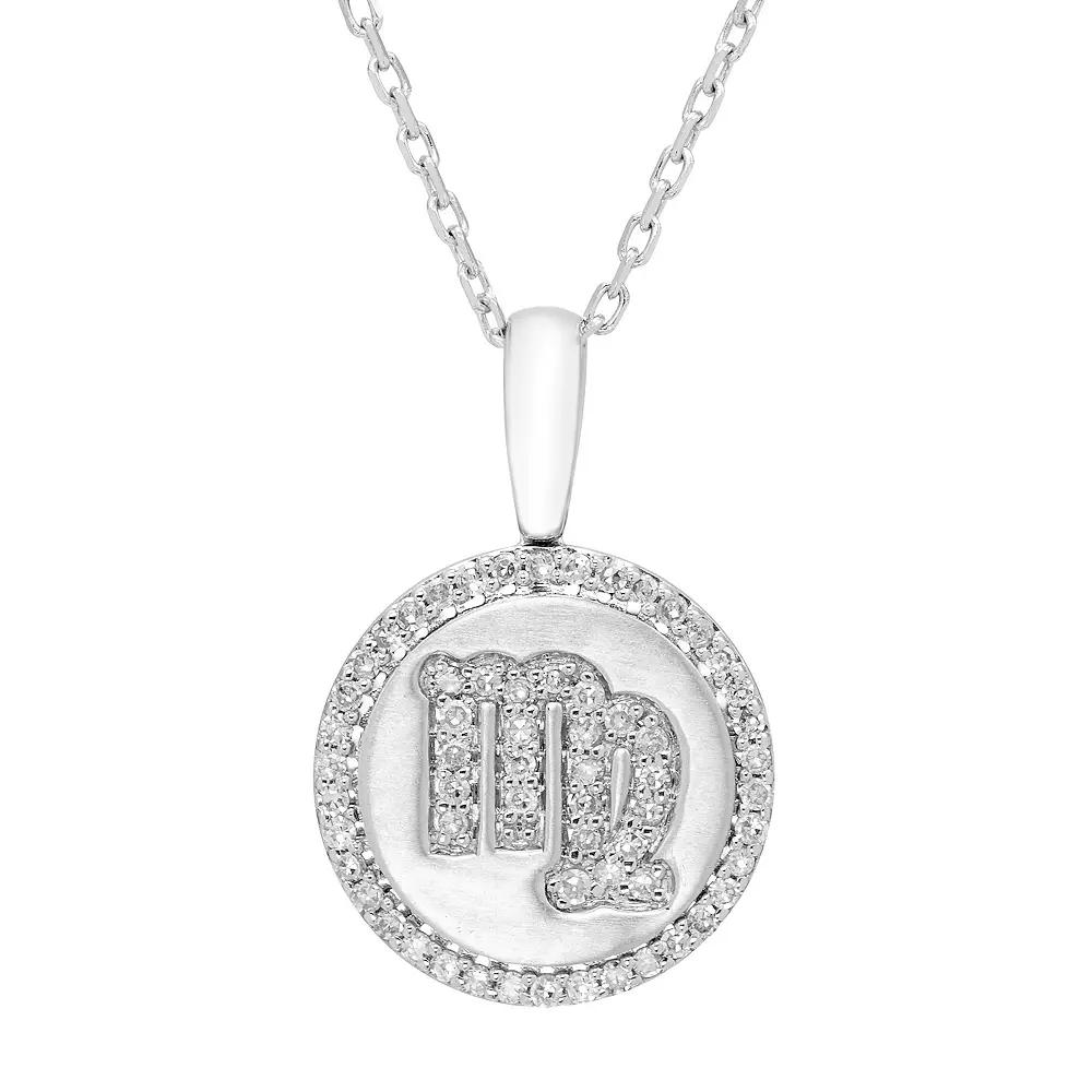It's Personal Sterling Silver 1/6 Carat T.W. Diamond Zodiac Sign Necklace, Women's, Size: 16-18" ADJ, Cancer Product Image