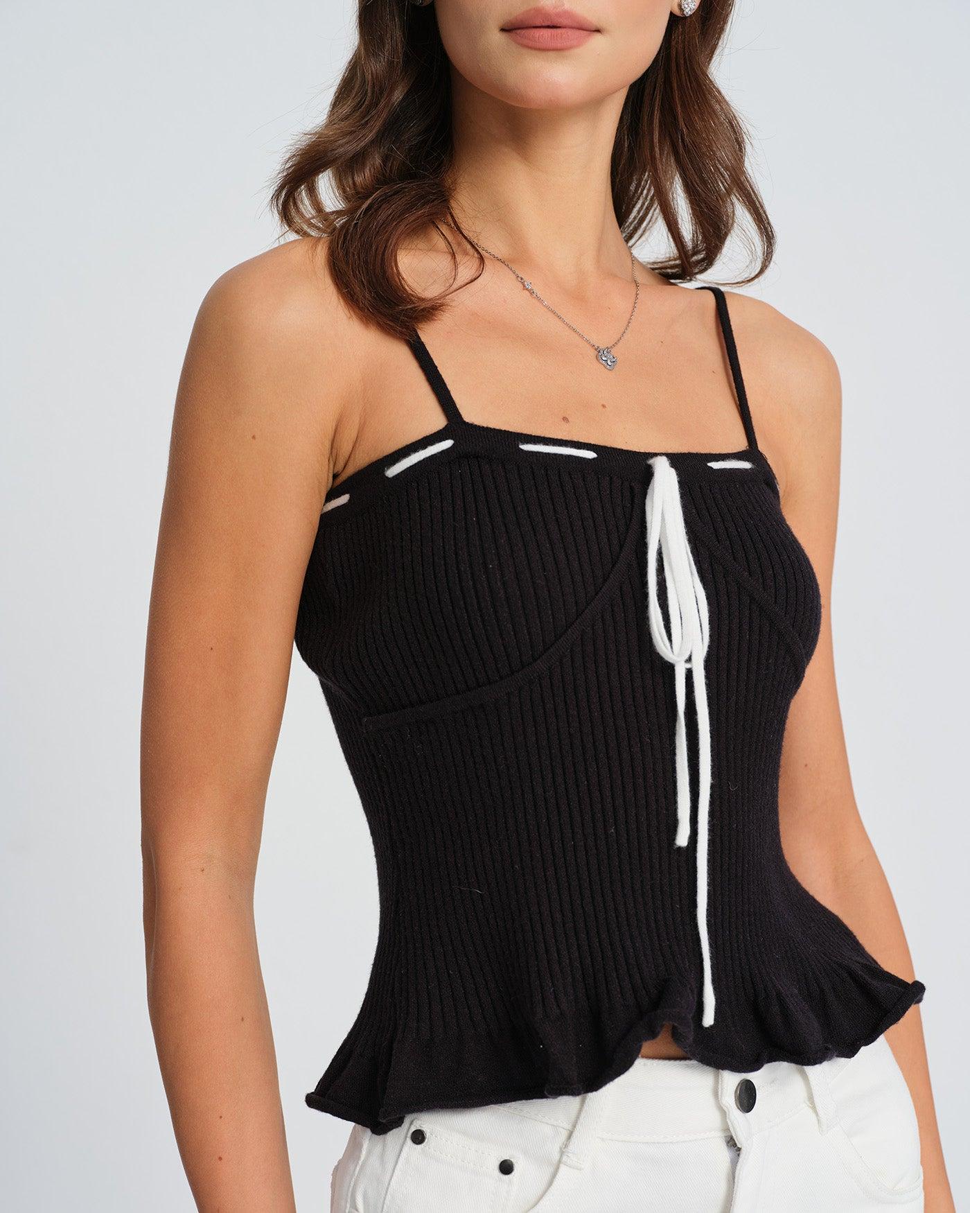 Black Contrasting Strapless Cami Top Product Image