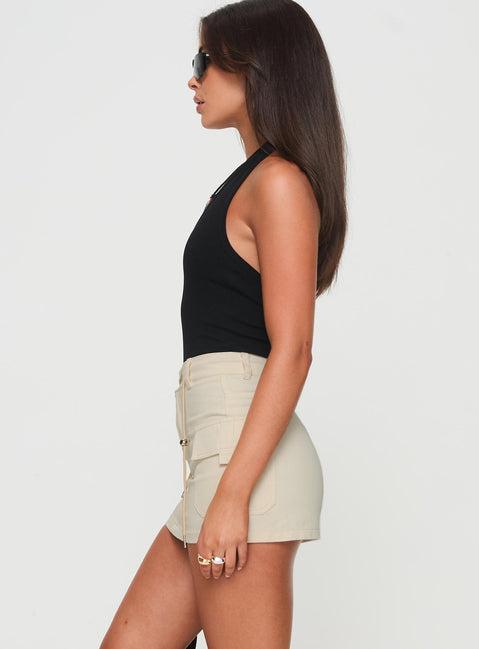 Torres Cargo Mini Skirt Beige Product Image