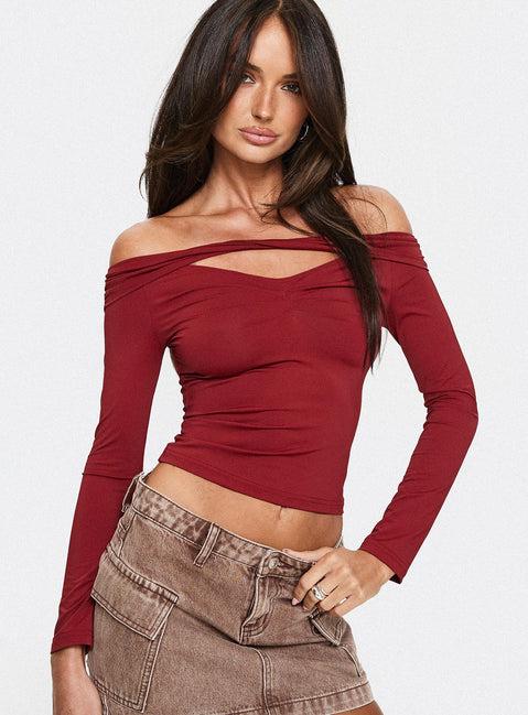 Kressida Off The Shoulder Top Red Product Image
