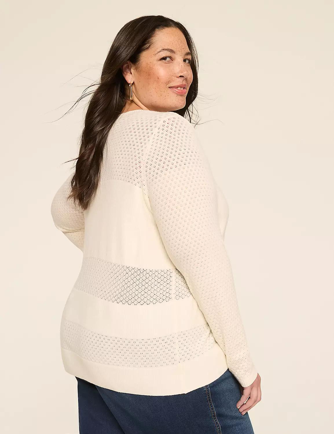 Pointelle Open-Front Cardigan Product Image