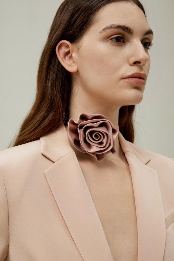 Rosette Silk Collar Necklace Product Image