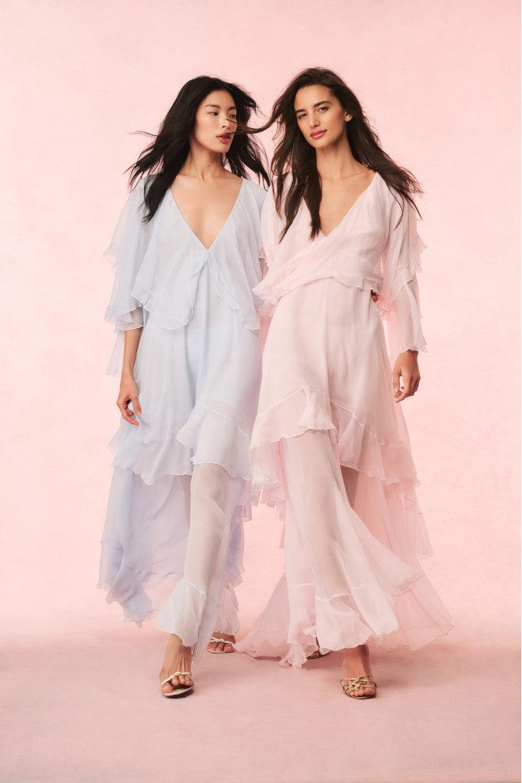 Collia Silk Maxi Dress - PALE PINK Product Image