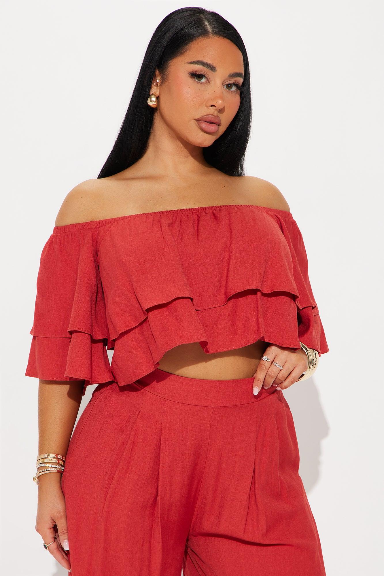 Lorraine Linen Pant Set - Rust Product Image