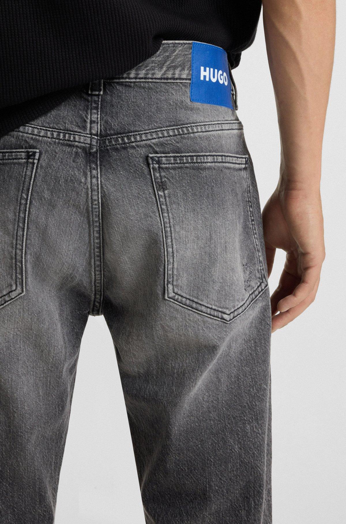 Skinny-fit jeans in distressed grey stretch denim Product Image