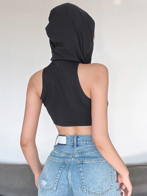 Bandana Design Hooded Cropped Tank Top Product Image