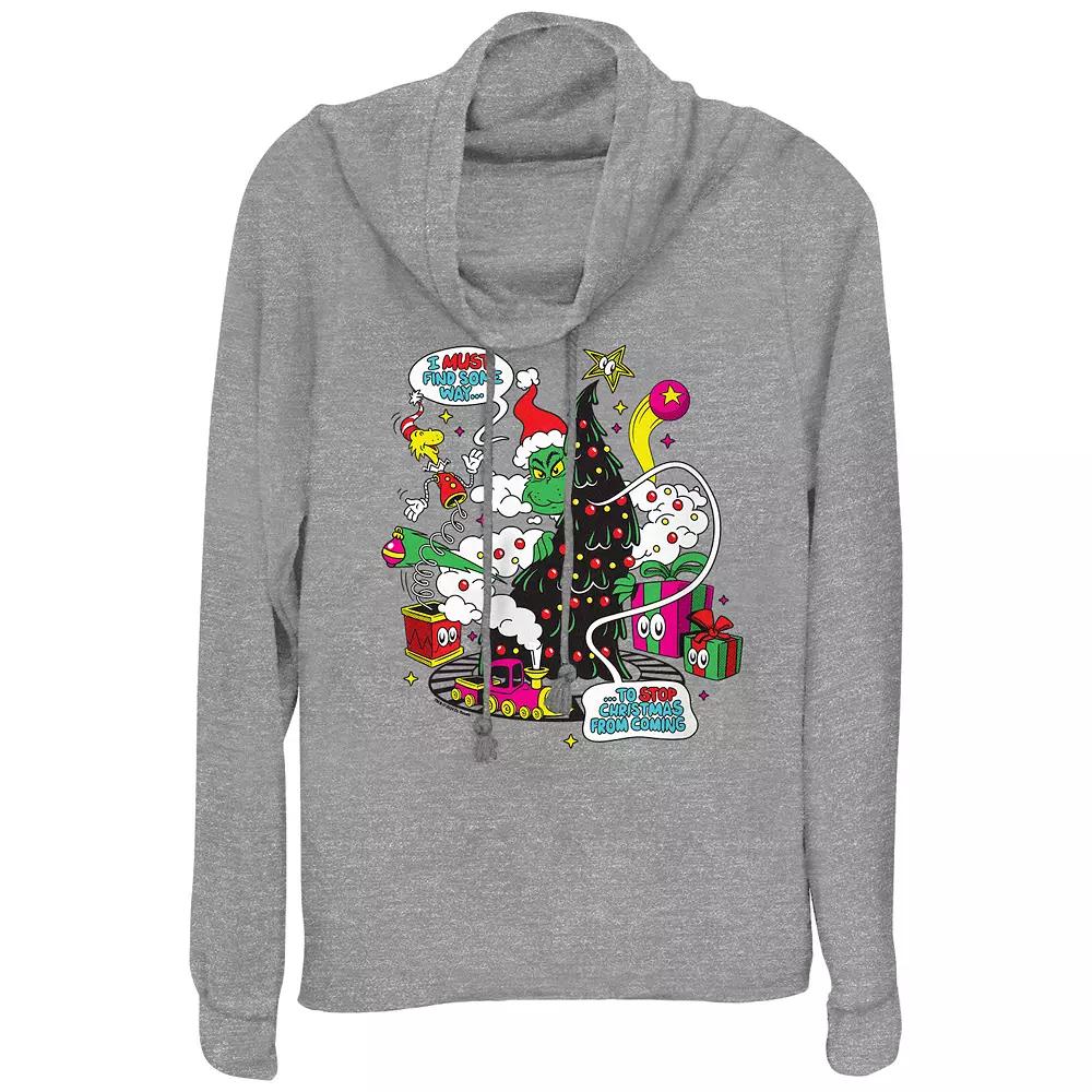 Women's Dr. Seuss Grinch Must Find A Way Cowlneck Graphic Lightweight Long Sleeve,  Product Image