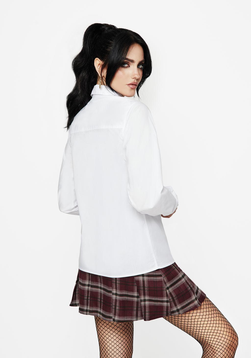 Dewdrop Cotton Embroidered Collar Shirt Product Image