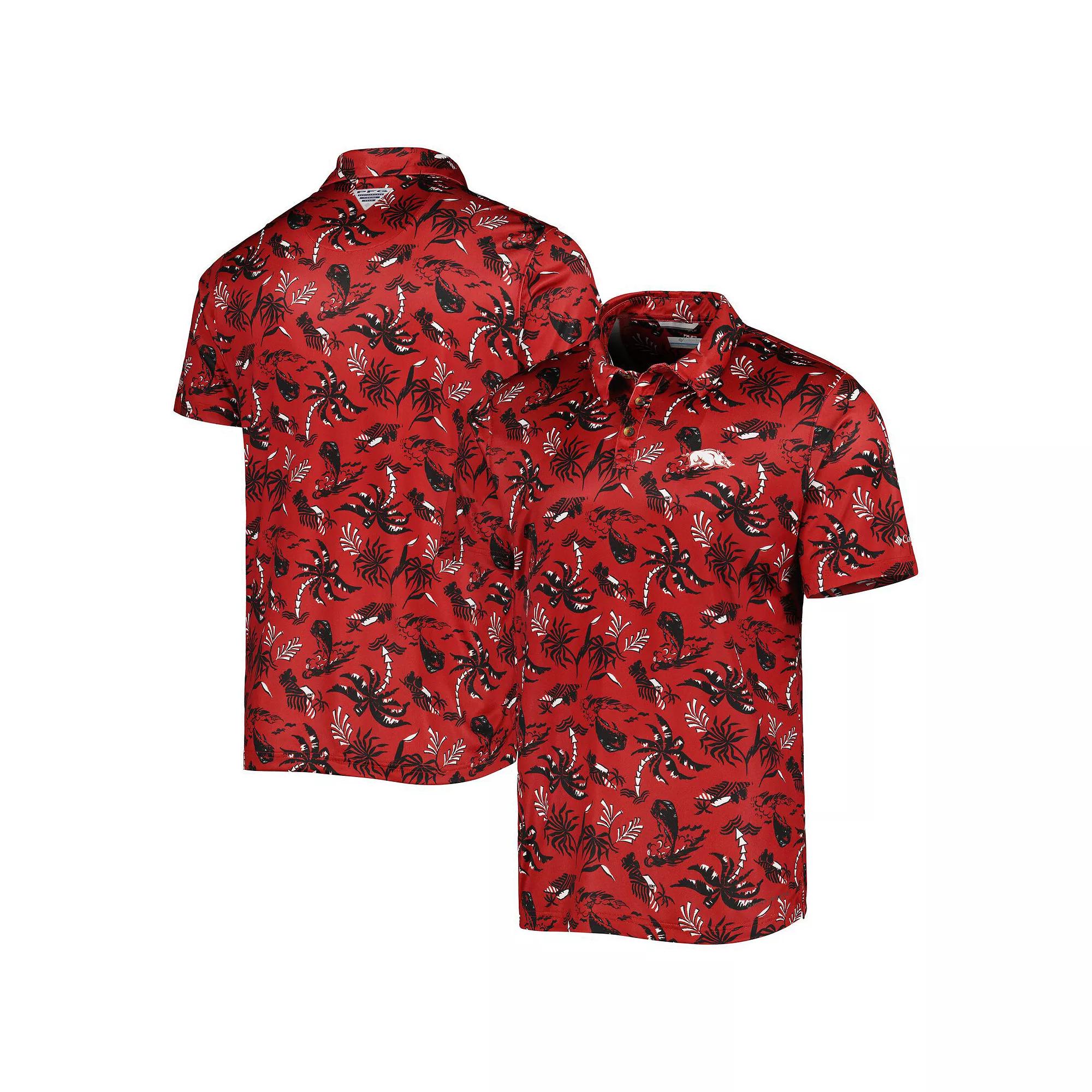 Men's Columbia Cardinal Arkansas Razorbacks Super Terminal Tackle Omni-Shade Polo,  Product Image