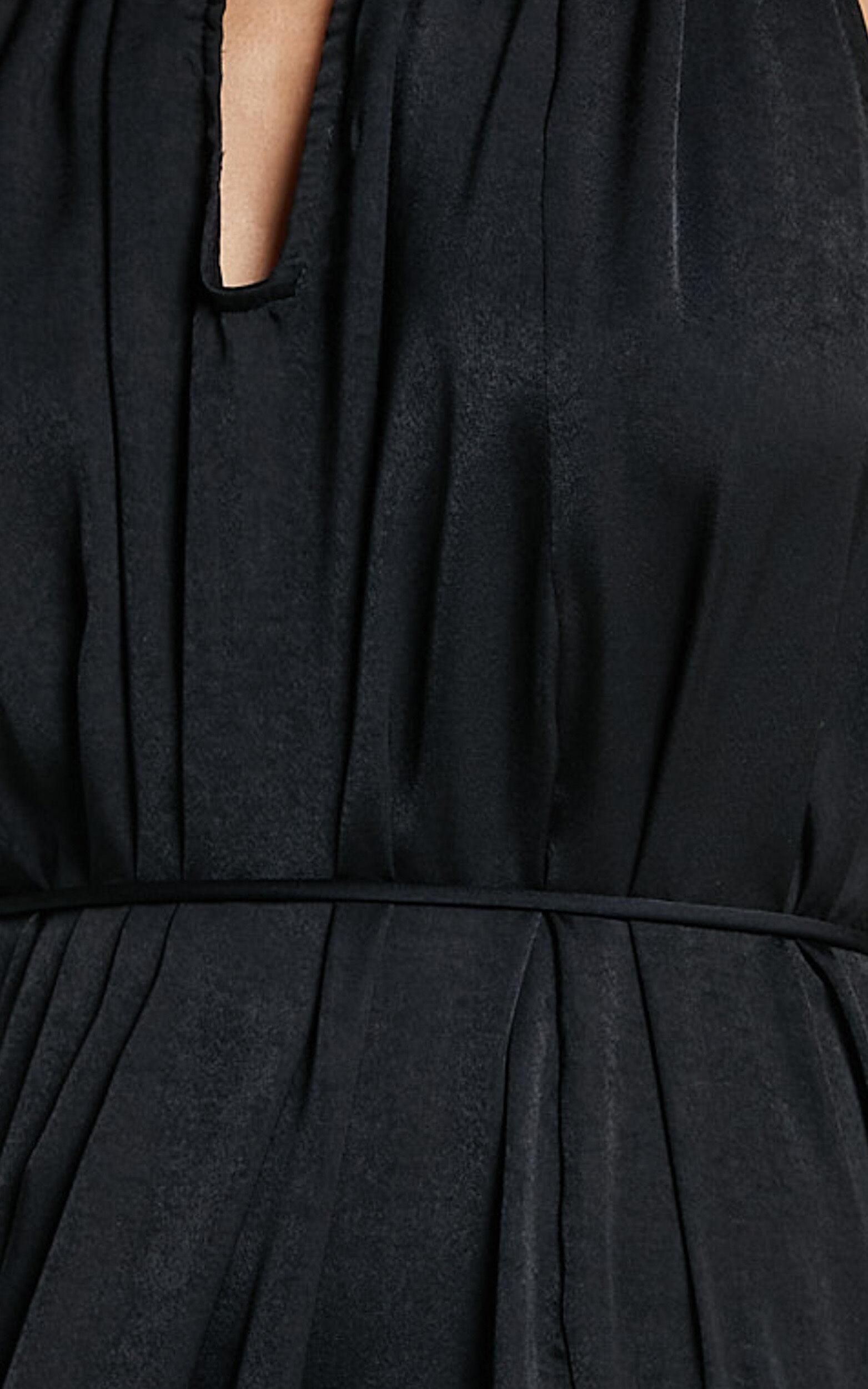 Aliciana Maxi Dress - Halter Neck Tie Back Dress in Black Product Image