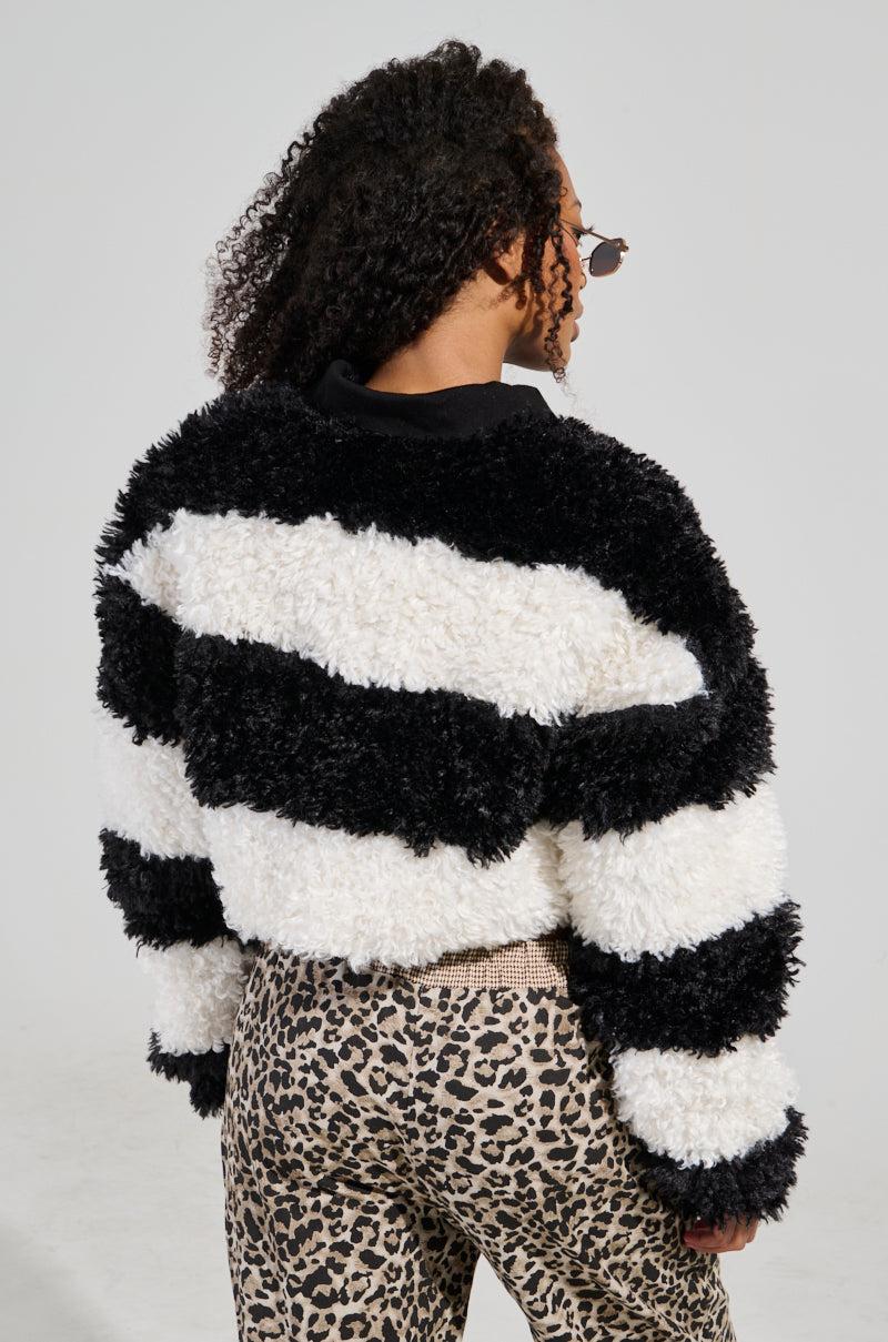 IN MY FEELINGS STRIPE POLO SWEATSHIRT IN BLACK MULTI Product Image