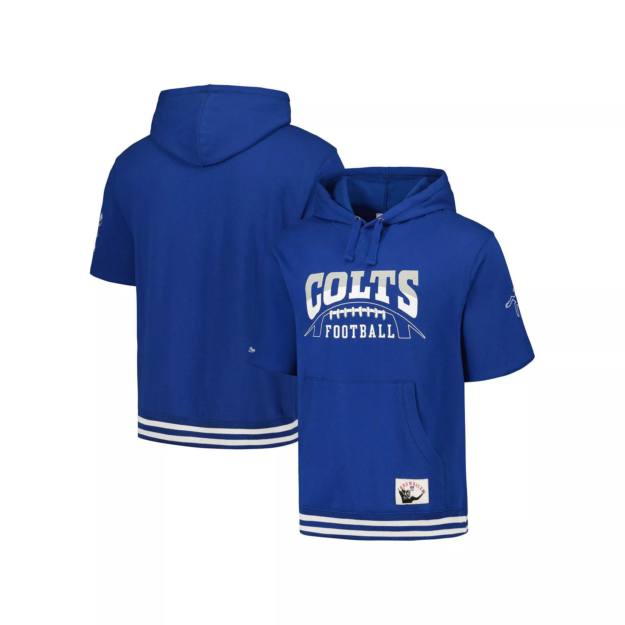 Men's Mitchell & Ness Royal Indianapolis Colts Pre-Game Short Sleeve Pullover Hoodie,  Product Image