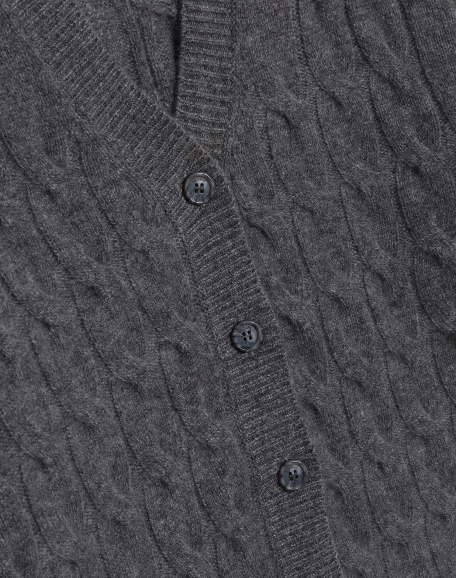 Cable V Neck Cardi - Charcoal Product Image